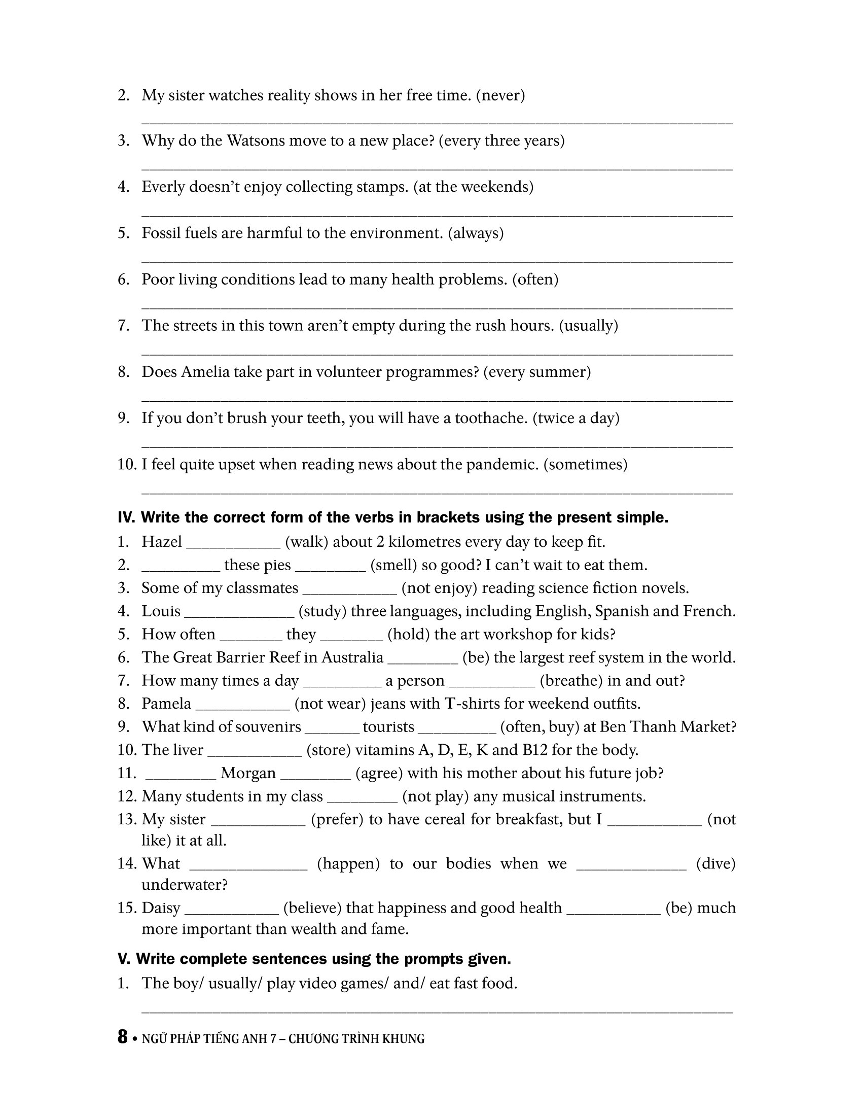 ngữ pháp tiếng anh 7 (theo chương trình khung của bộ giáo dục và đào tạo)