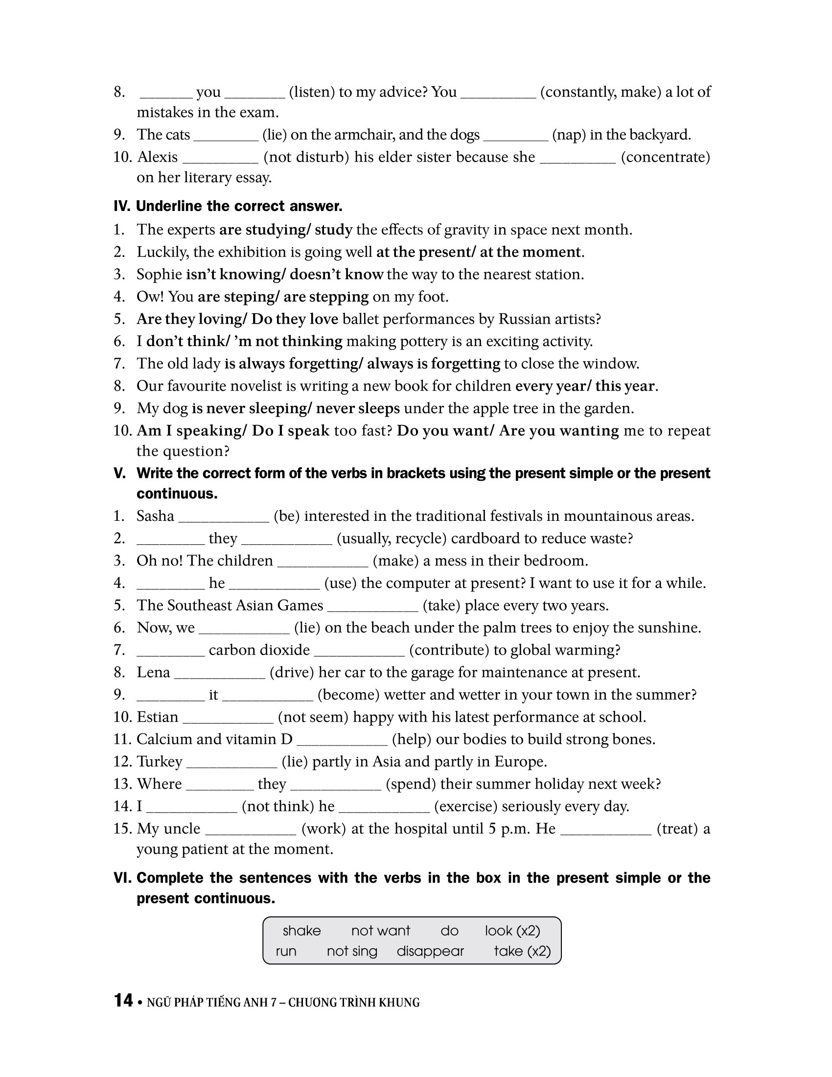 ngữ pháp tiếng anh 7 (theo chương trình khung của bộ giáo dục và đào tạo)