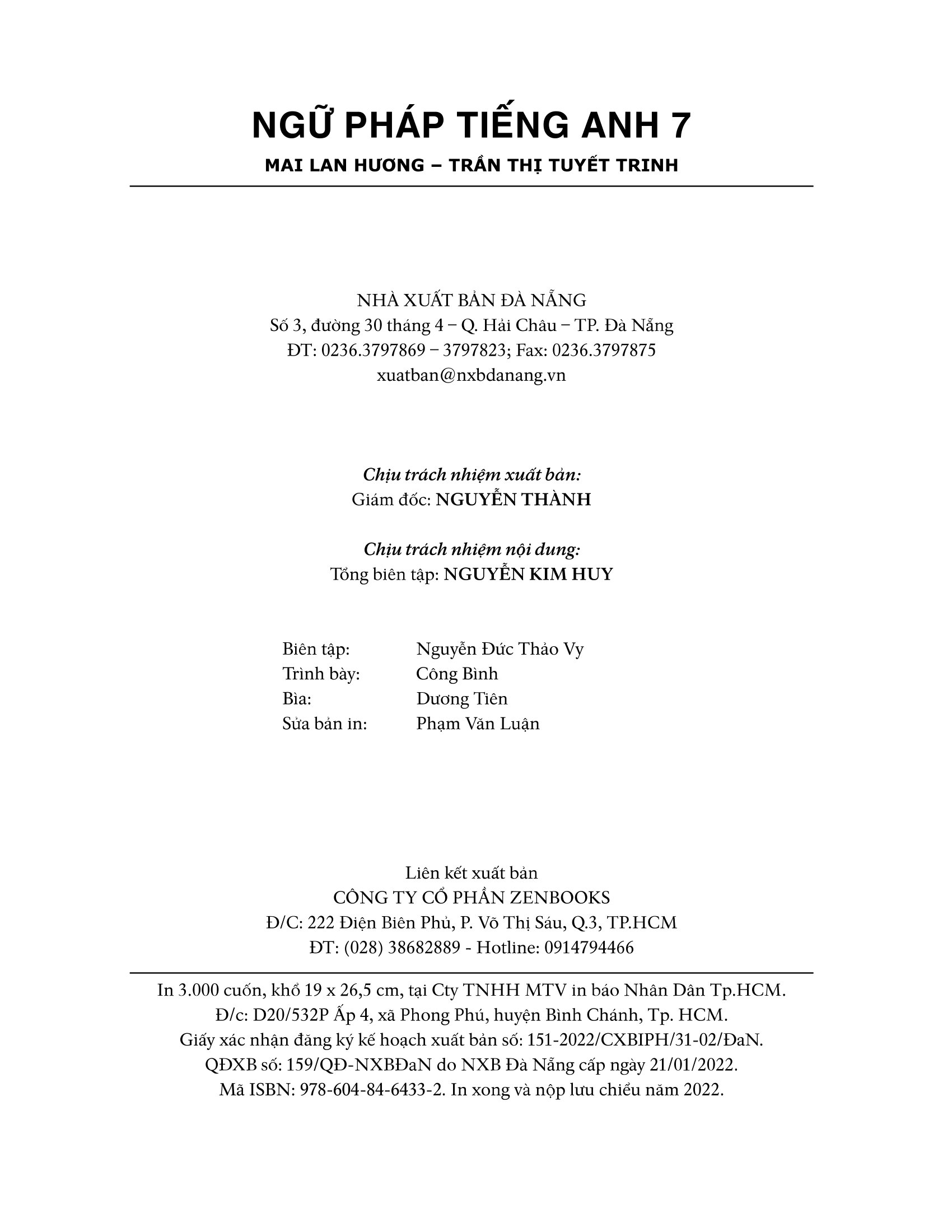 ngữ pháp tiếng anh 7 (theo chương trình khung của bộ giáo dục và đào tạo)