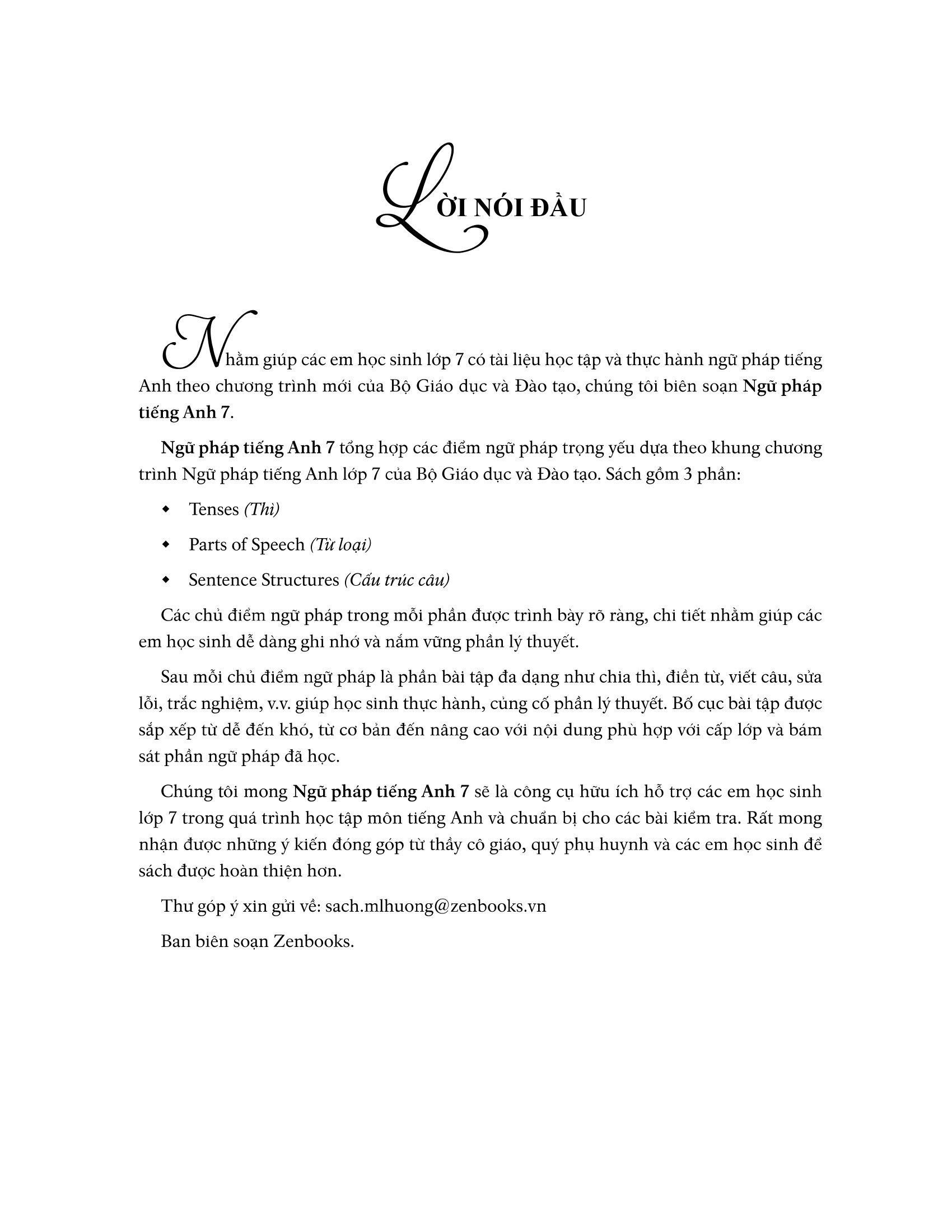 ngữ pháp tiếng anh 7 (theo chương trình khung của bộ giáo dục và đào tạo)