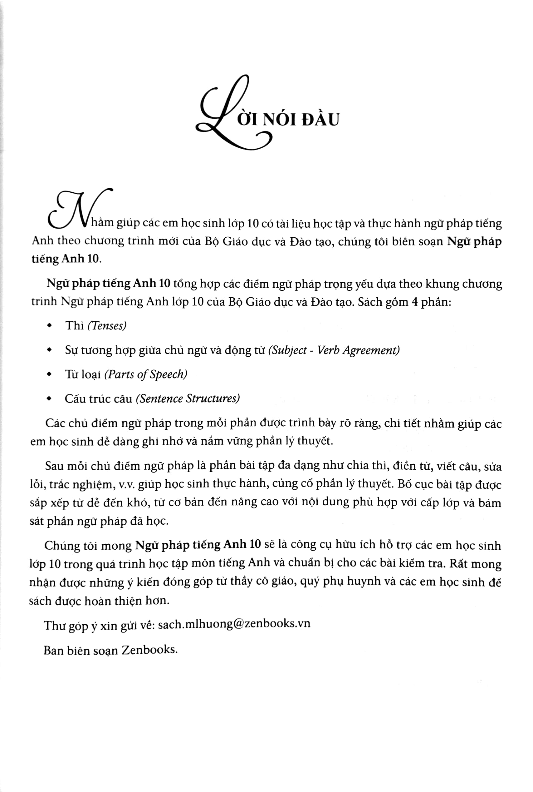 ngữ pháp tiếng anh lớp 10 (theo chương trình khung của bộ giáo dục và đào tạo)