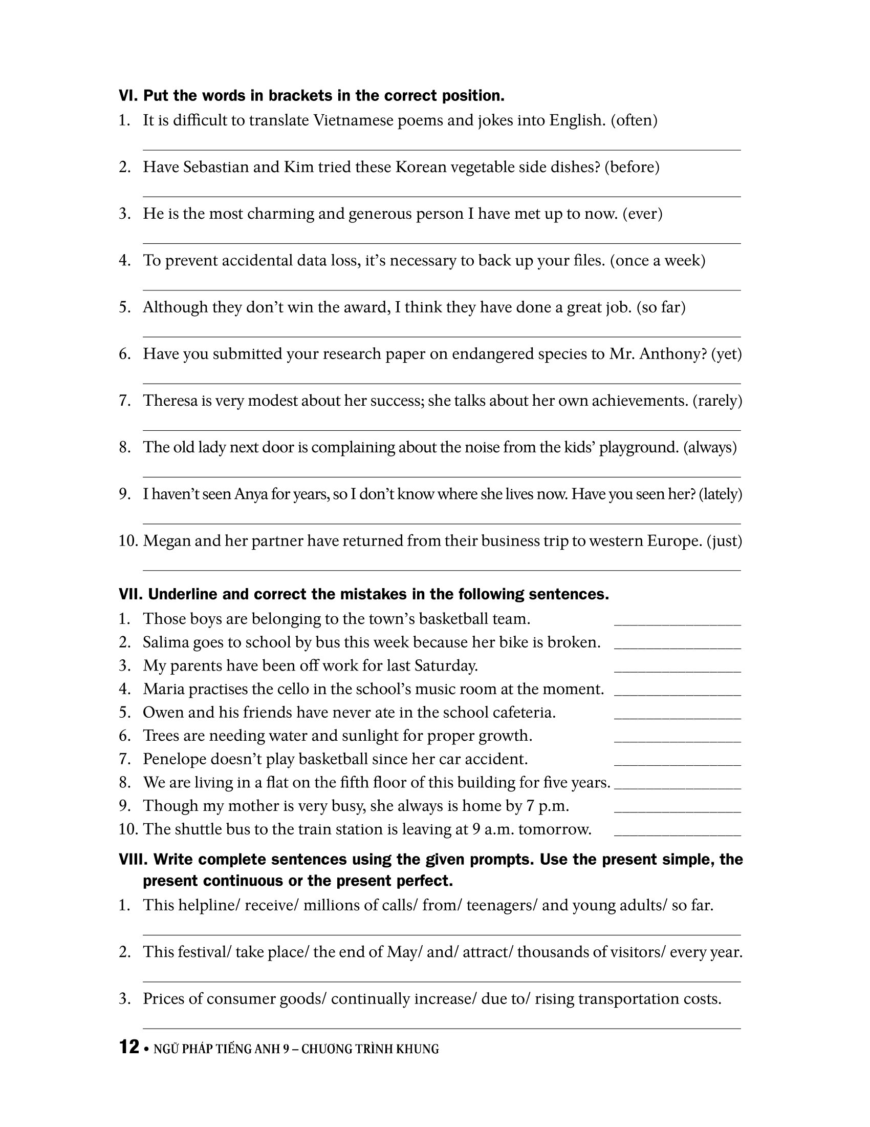 ngữ pháp tiếng anh lớp 9 - theo chương trình khung của bộ gd&đt