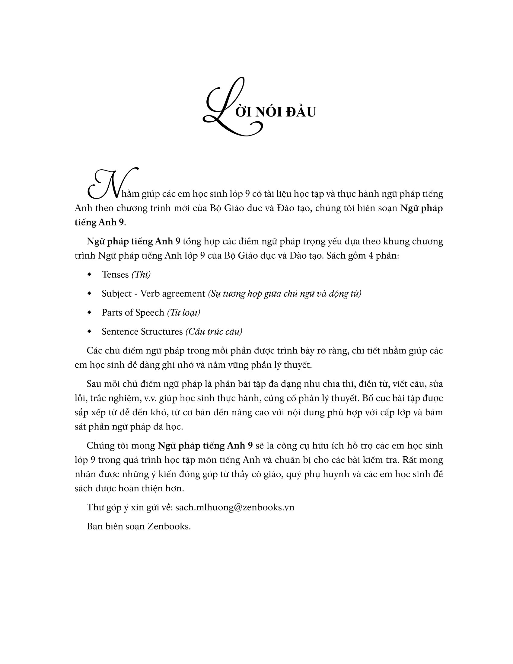 ngữ pháp tiếng anh lớp 9 - theo chương trình khung của bộ gd&đt