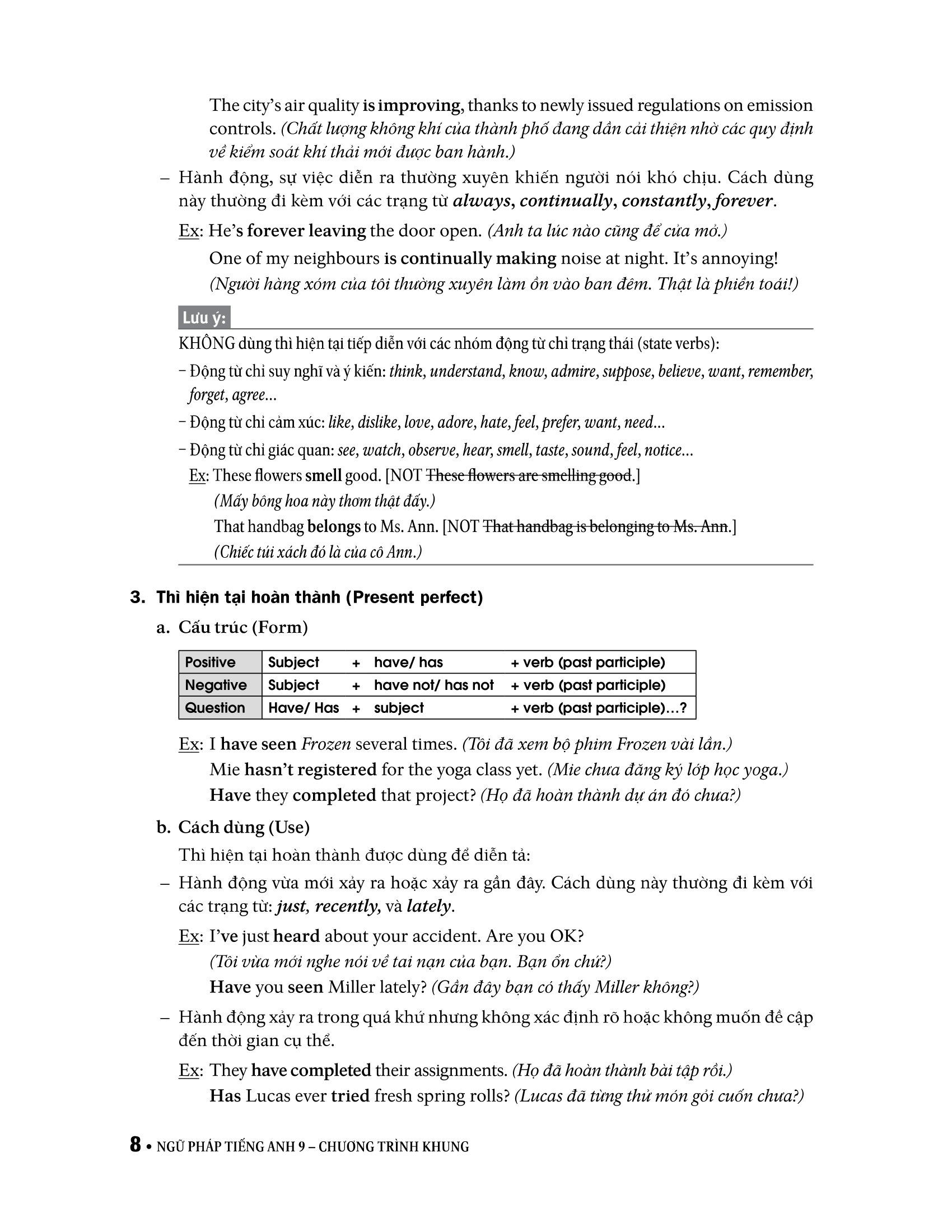 ngữ pháp tiếng anh lớp 9 - theo chương trình khung của bộ gd&đt
