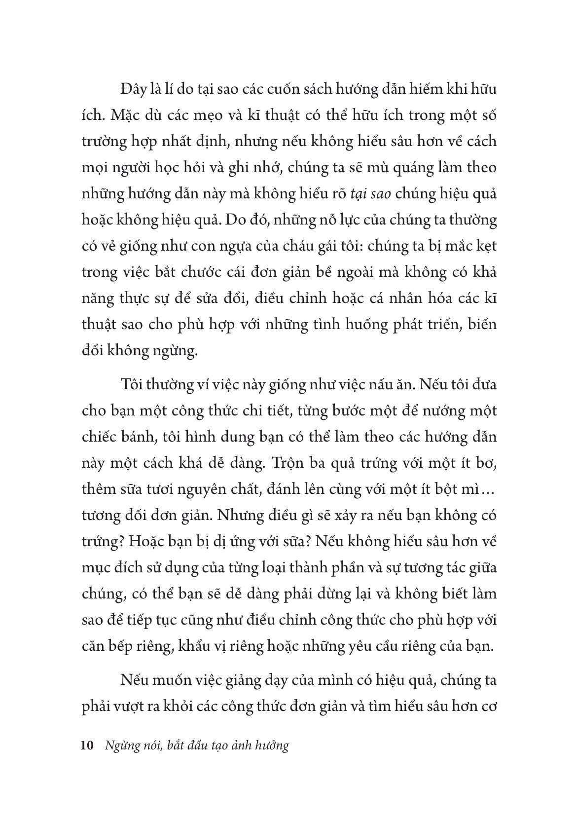 ngừng nói bắt đầu tạo ảnh hưởng