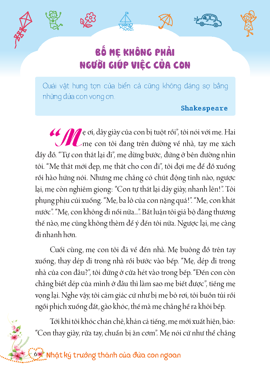 nhật ký trưởng thành của đứa con ngoan - bố mẹ không phải người giúp việc của con (tái bản 2023)