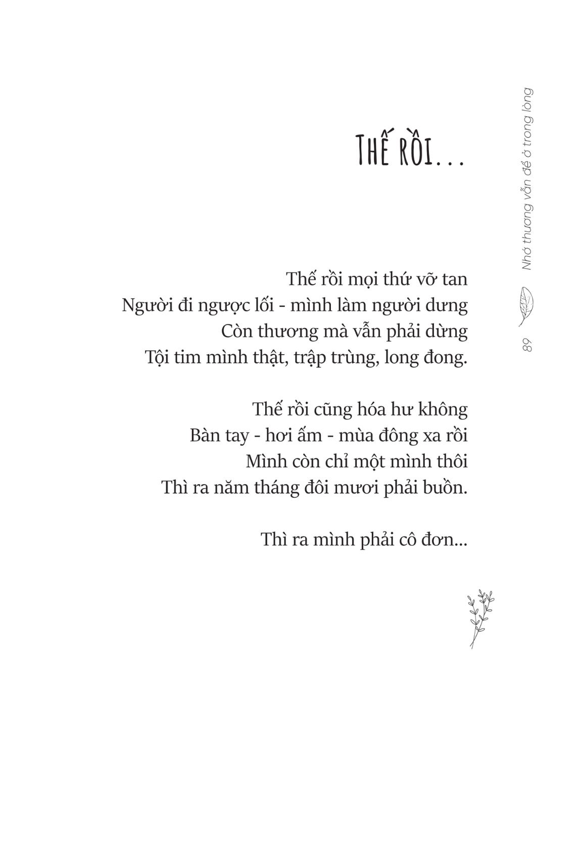 nhớ thương vẫn để ở trong lòng