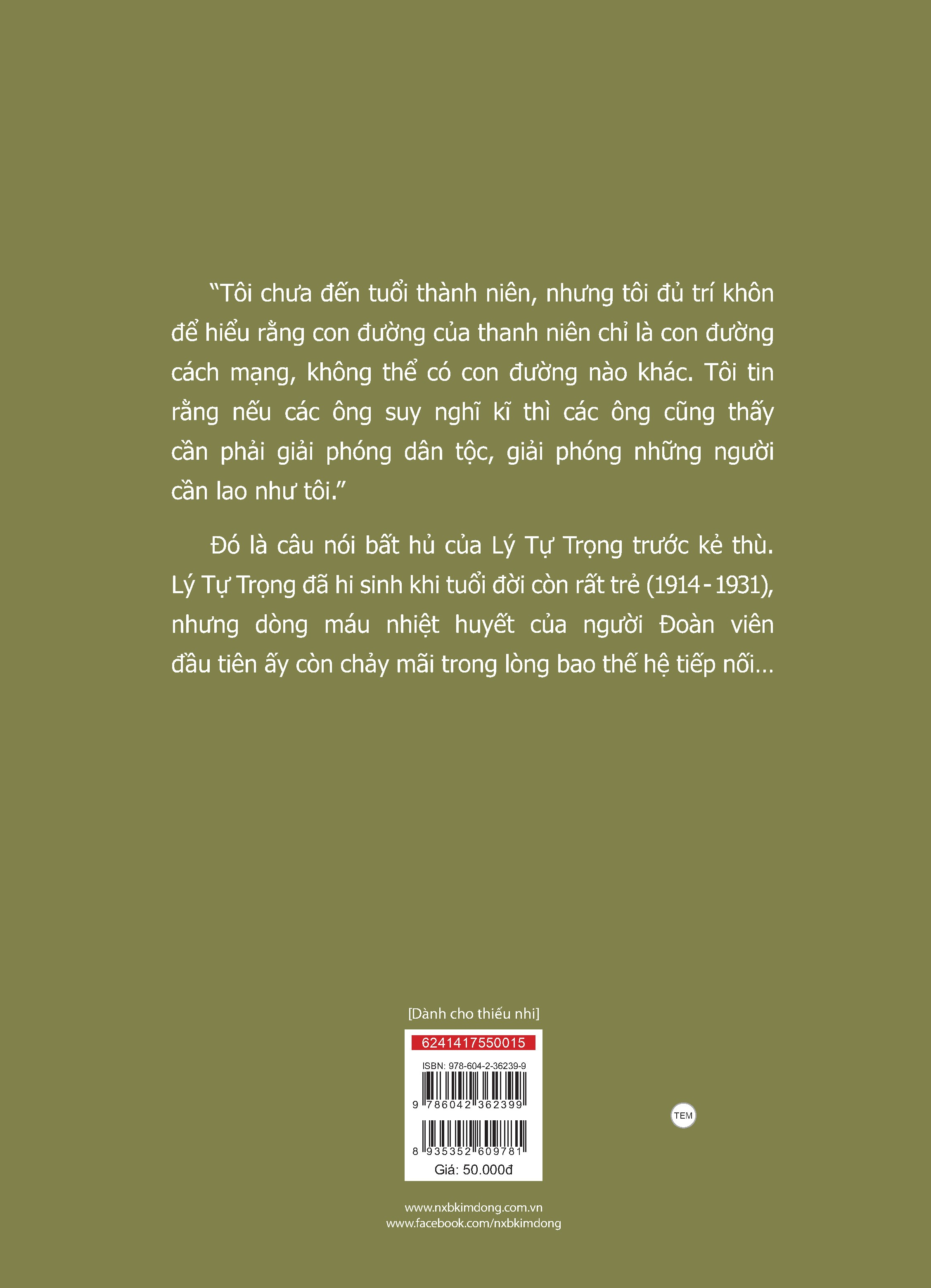 những anh hùng trẻ tuổi - lý tự trọng (tái bản 2024)