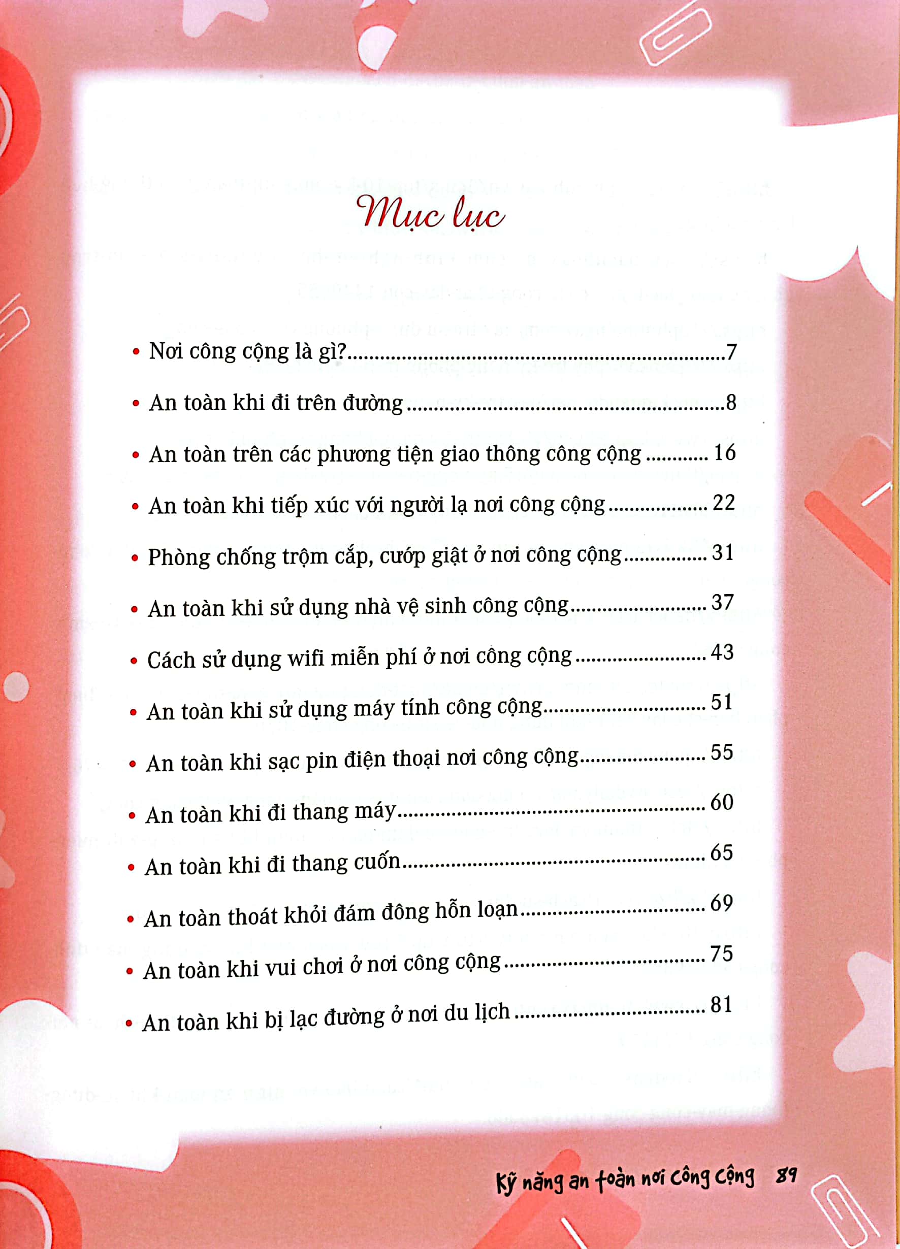 những bài học về sự an toàn - kỹ năng an toàn nơi công cộng