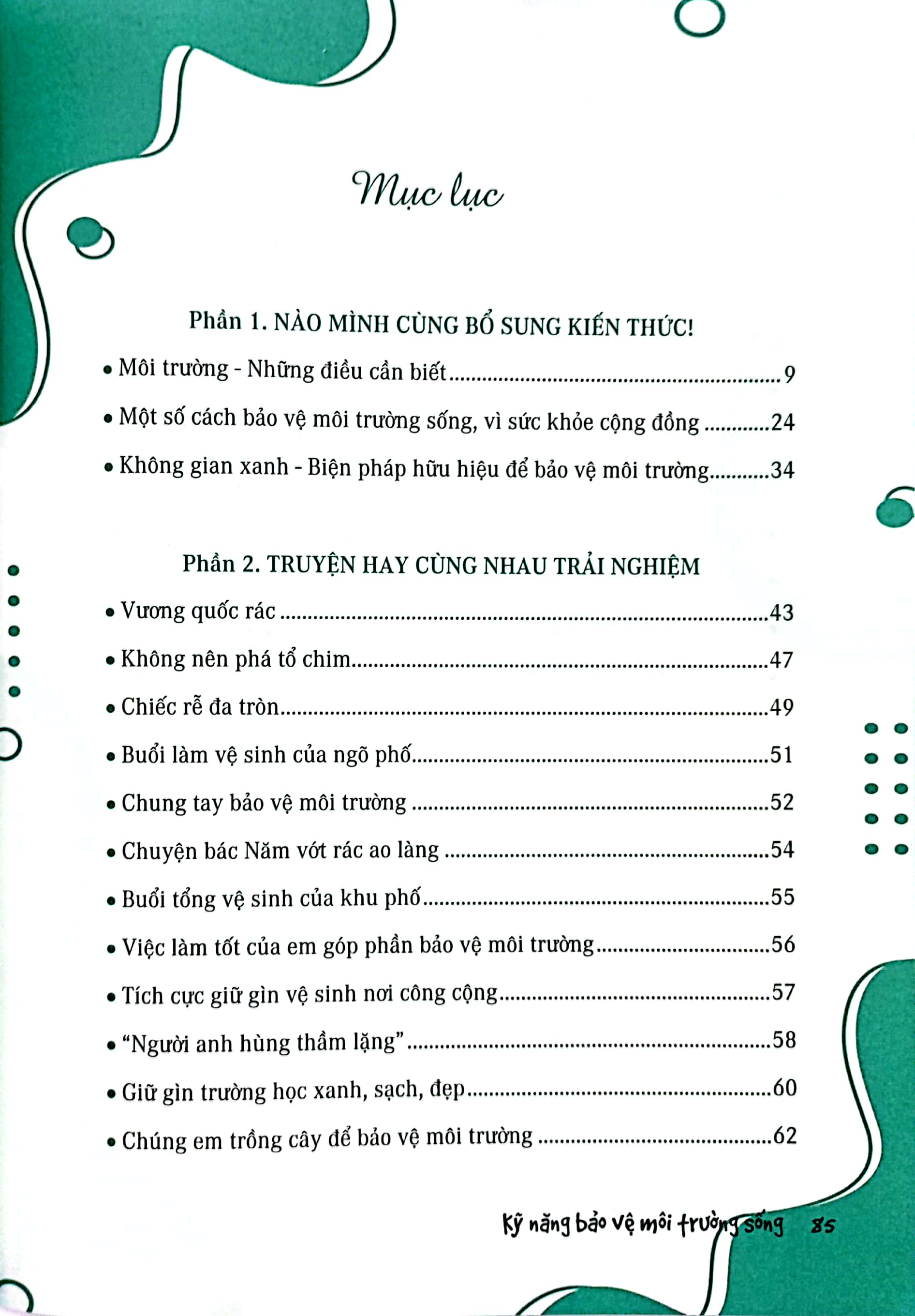 những bài học về sự an toàn - kỹ năng bảo vệ môi trường sống