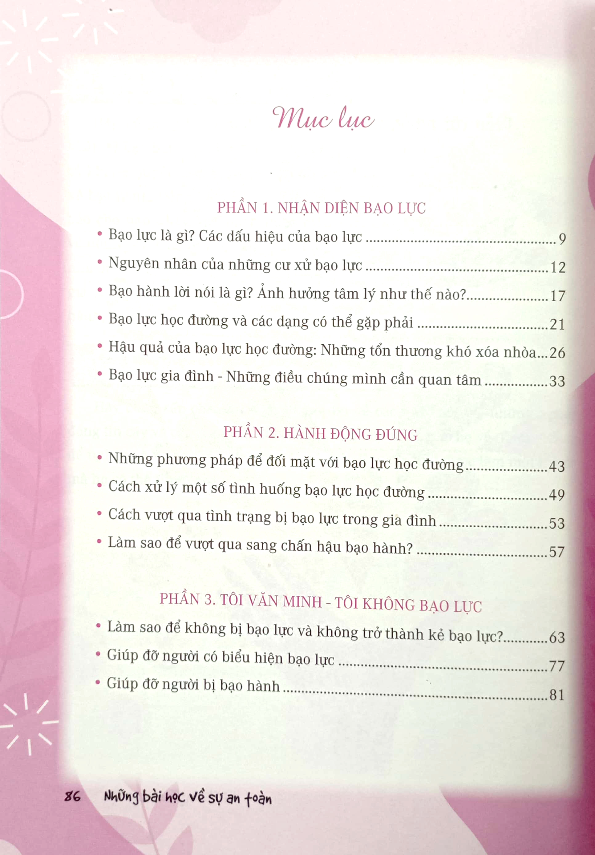 những bài học về sự an toàn - nói "không" với bạo lực