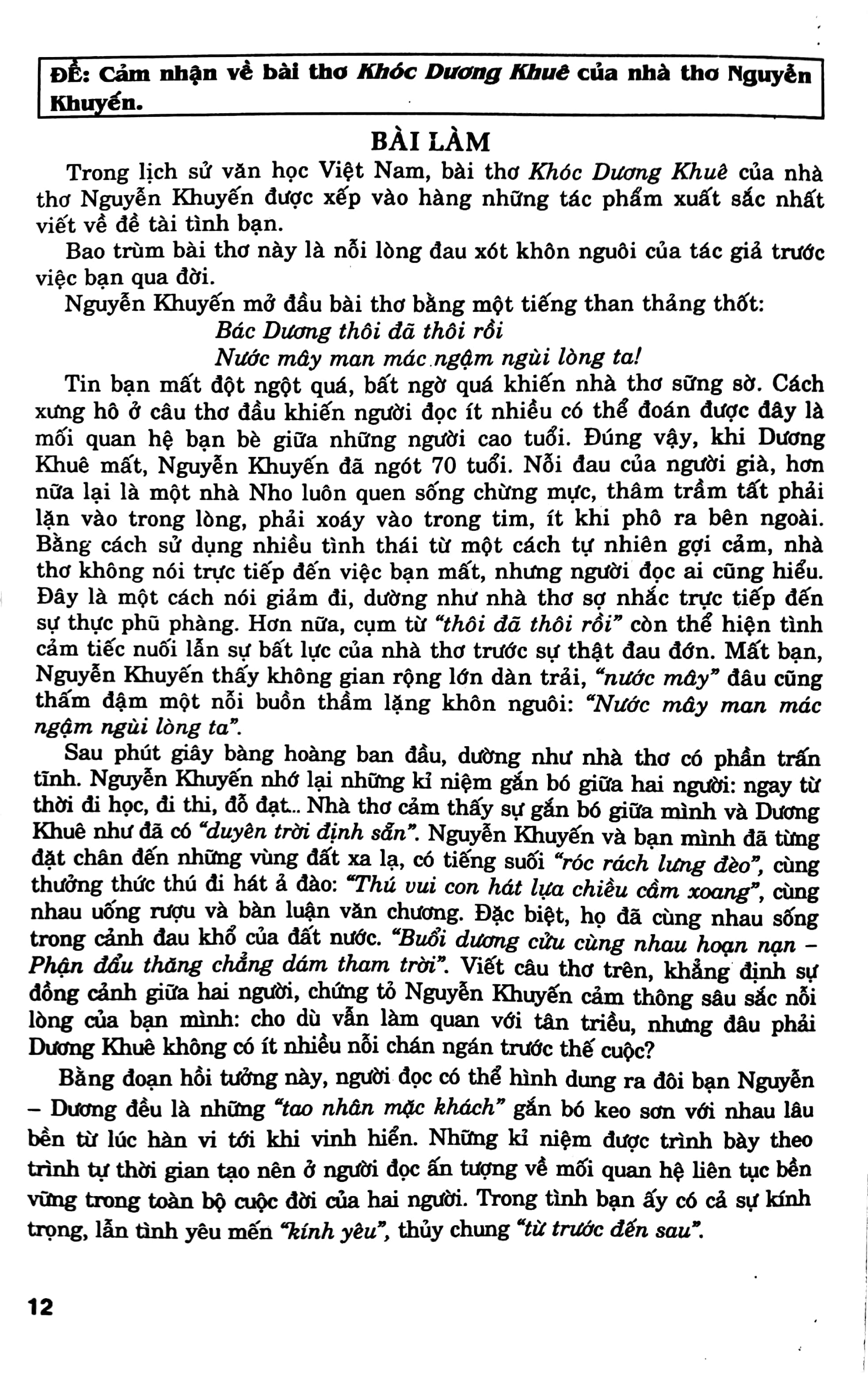 những bài làm văn chọn lọc 11
