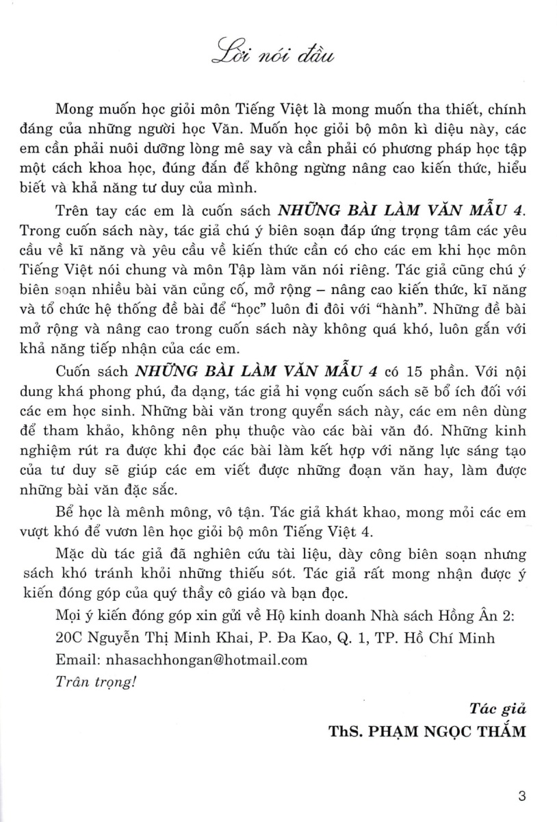 những bài làm văn mẫu 4 (dùng chung cho các bộ sgk hiện hành)