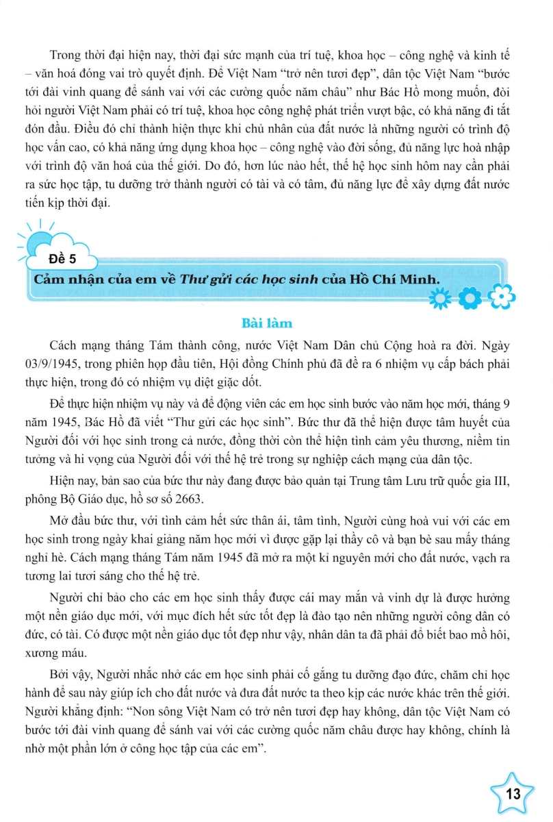 những bài làm văn mẫu 5 - tập 1 (cánh diều)