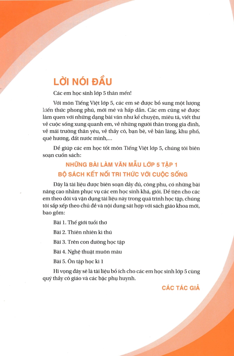 những bài làm văn mẫu 5 - tập 1 (kết nối)