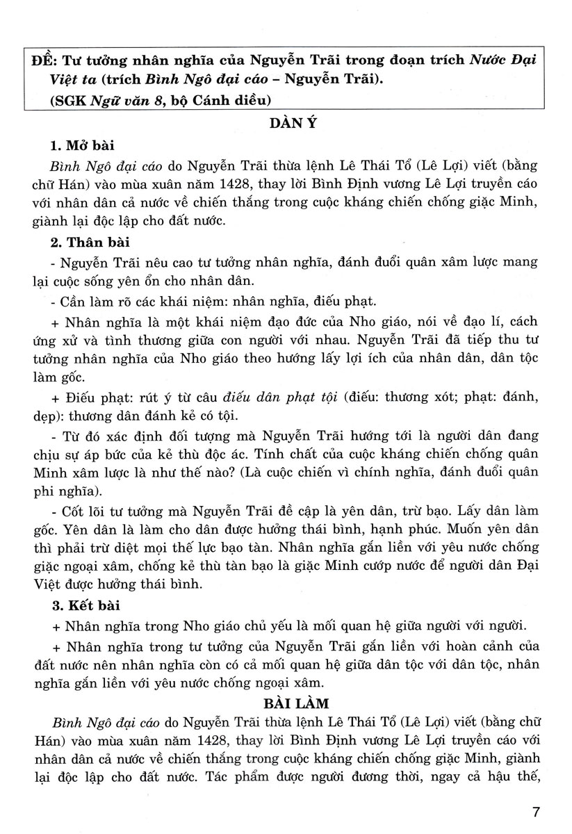 những bài làm văn mẫu 8 (dùng chung cho các bộ sgk hiện hành)