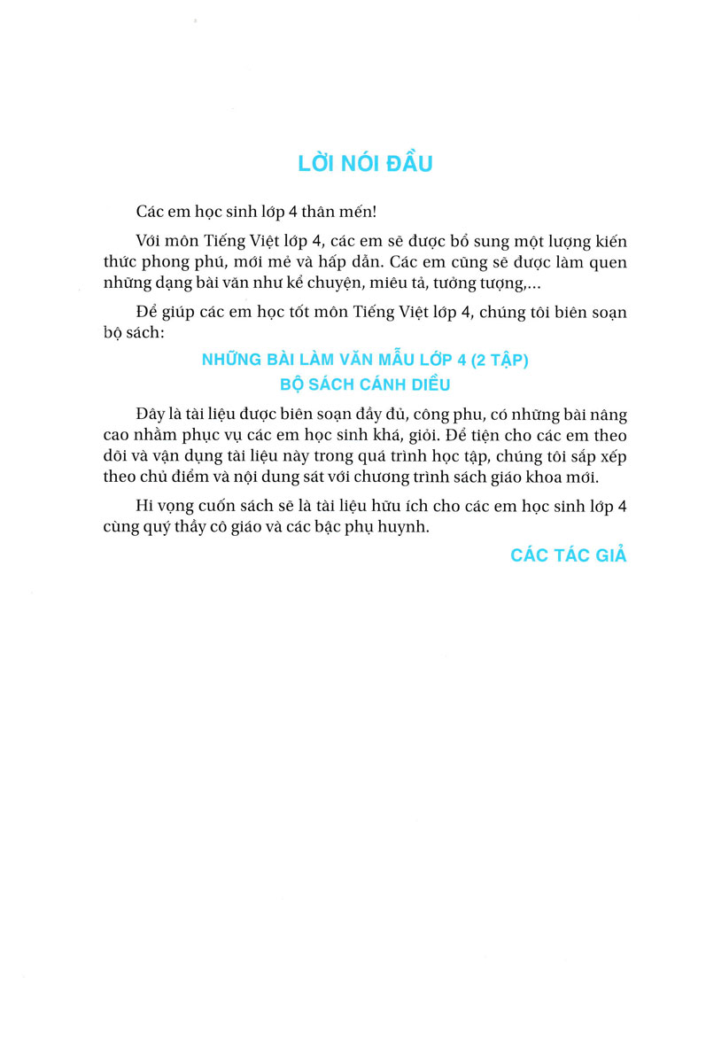 những bài làm văn mẫu lớp 4 tập 1 (cánh diều)