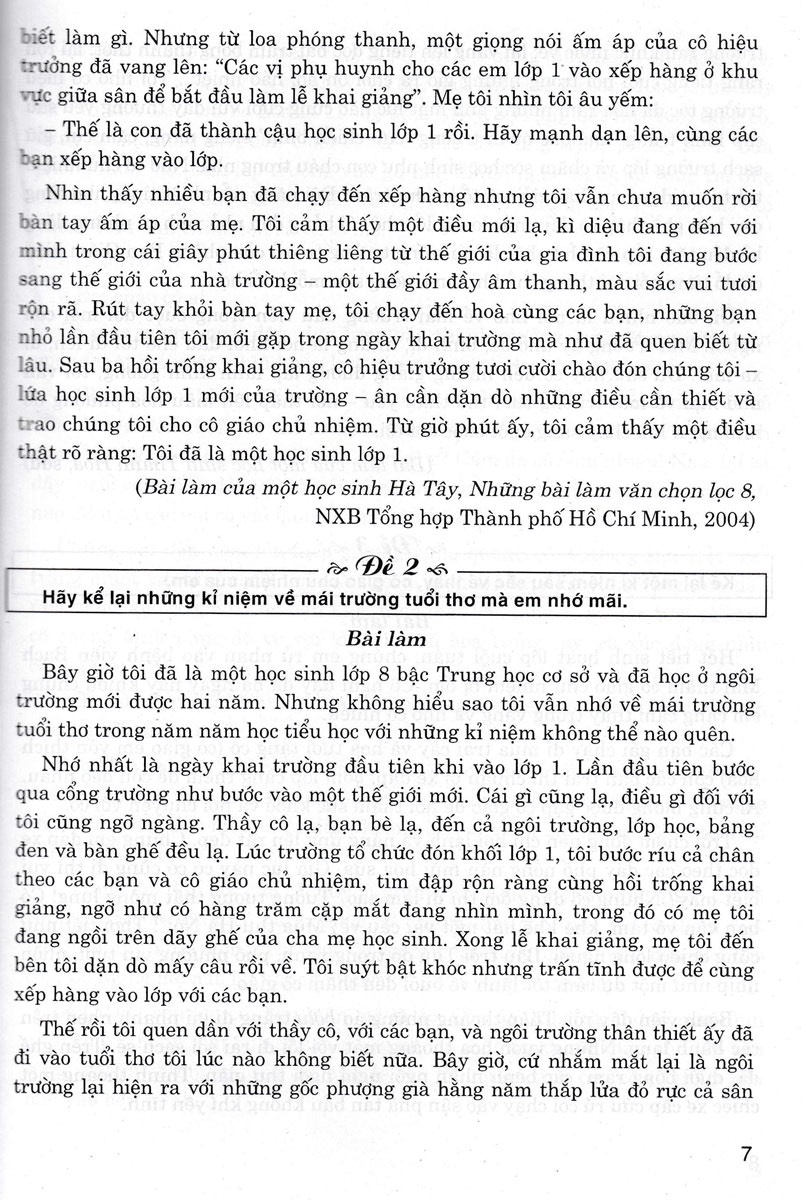 những bài làm văn tiêu biểu 8 (dùng chung cho các bộ sgk hiện hành)