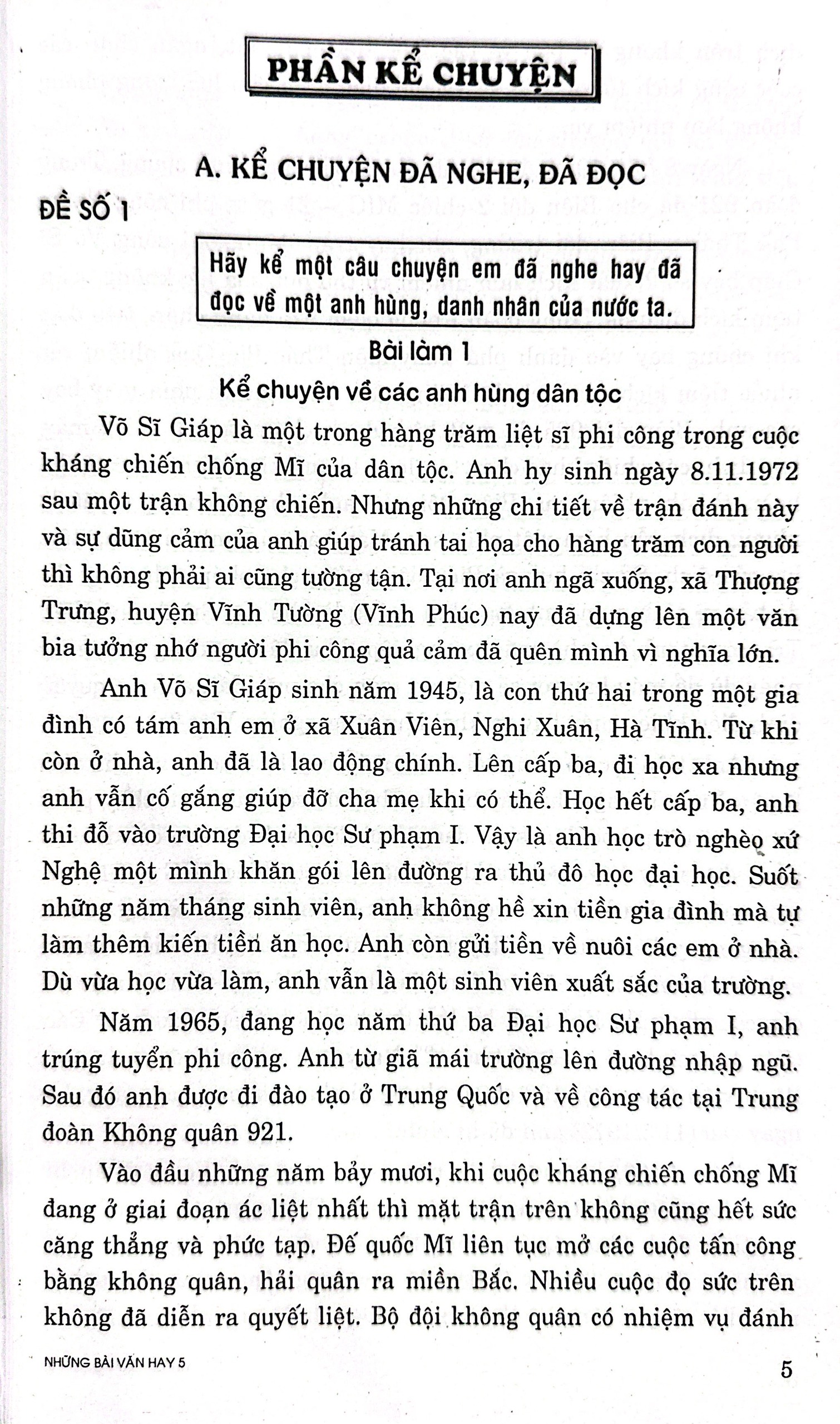 những bài văn hay 5 (theo chương trình gdpt mới)