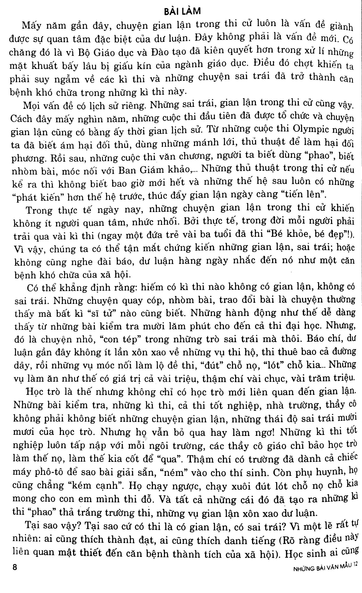 những bài văn mẫu 12