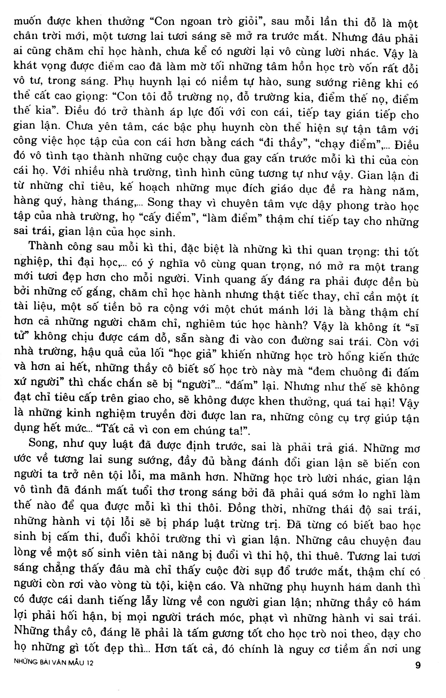 những bài văn mẫu 12