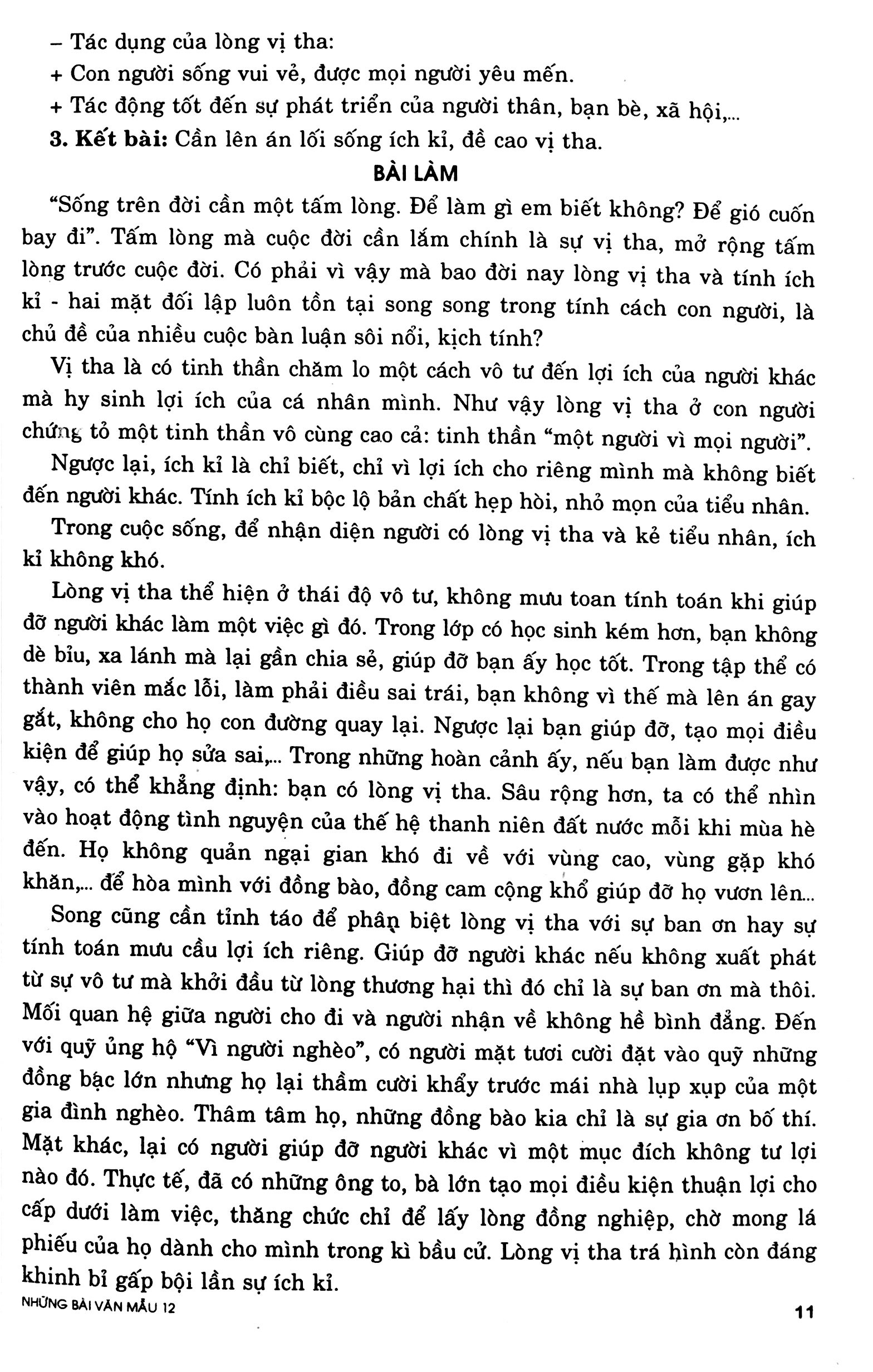 những bài văn mẫu 12