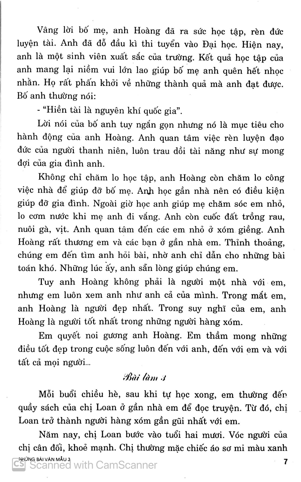 những bài văn mẫu 3