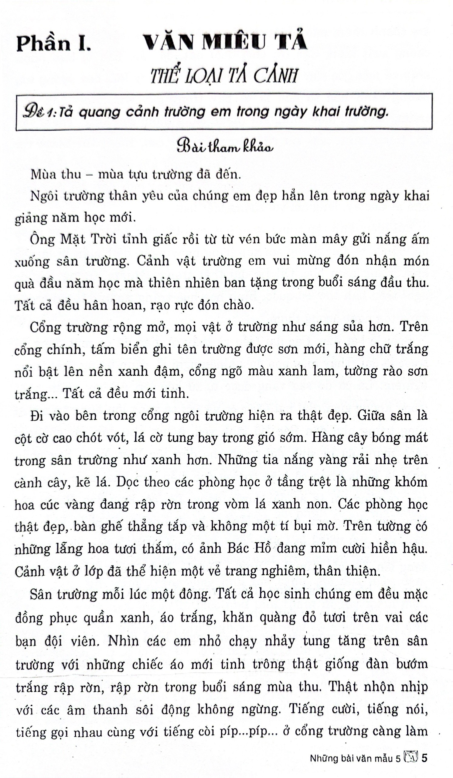 những bài văn mẫu 5 (theo chương trình gdpt mới)