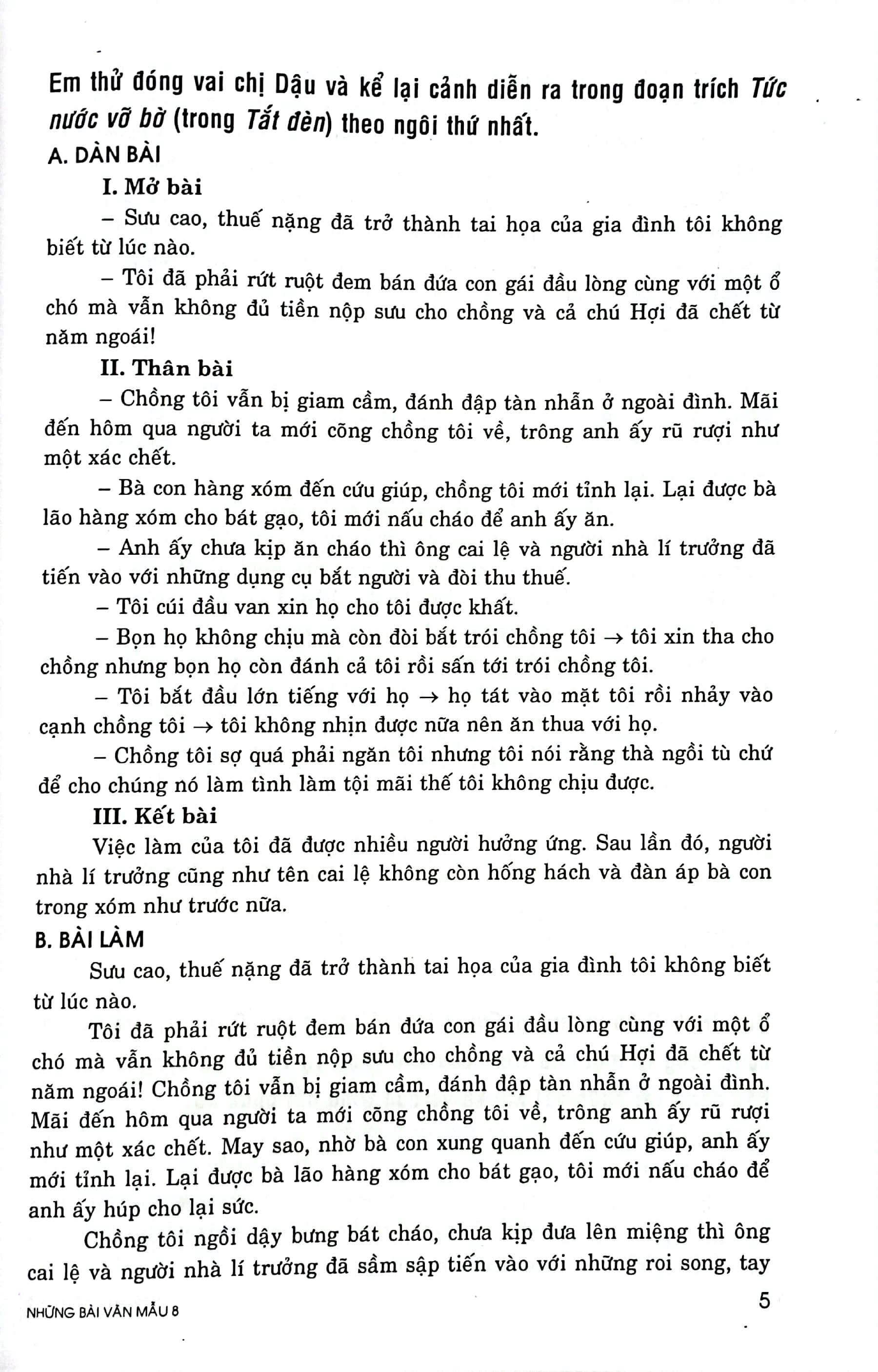 những bài văn mẫu 8