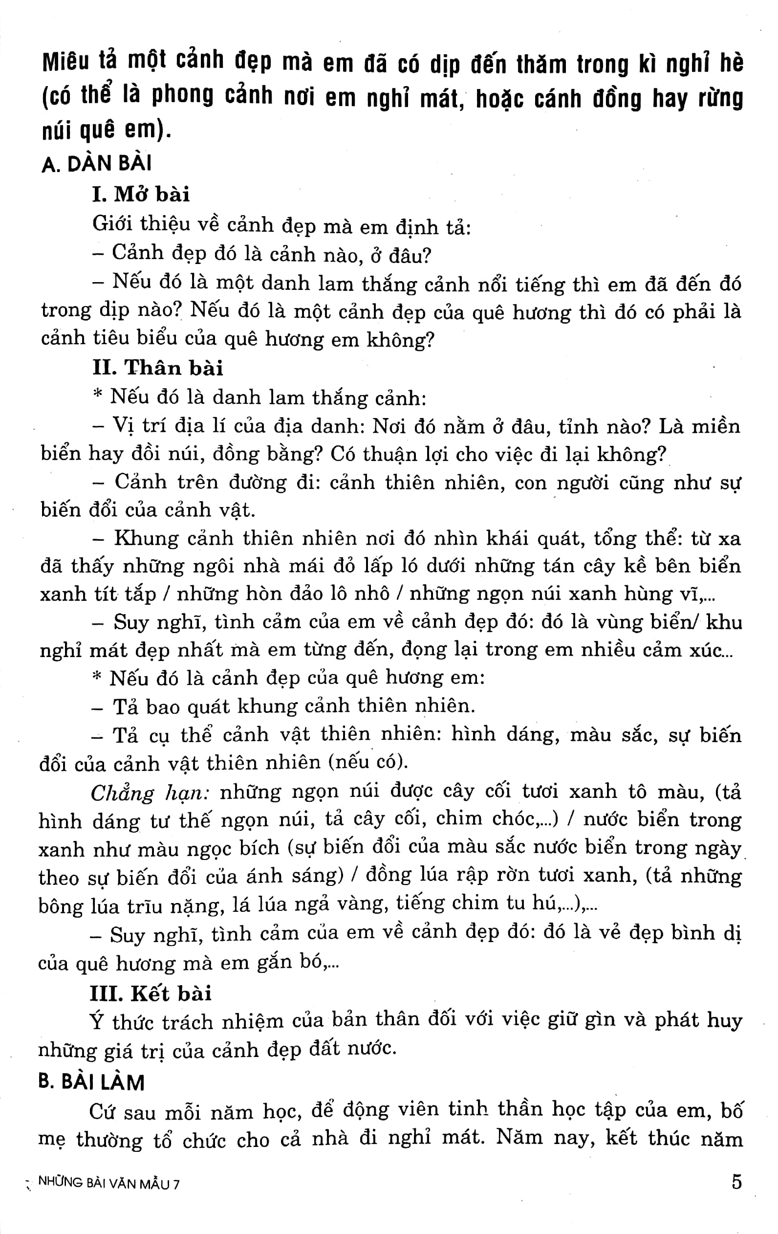 những bài văn mẫu - lớp 7