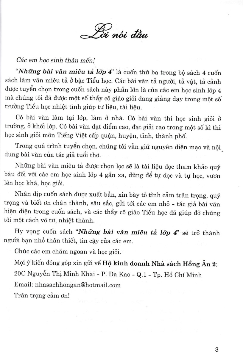 những bài văn miêu tả lớp 4 (dùng chung cho các bộ sgk hiện hành)