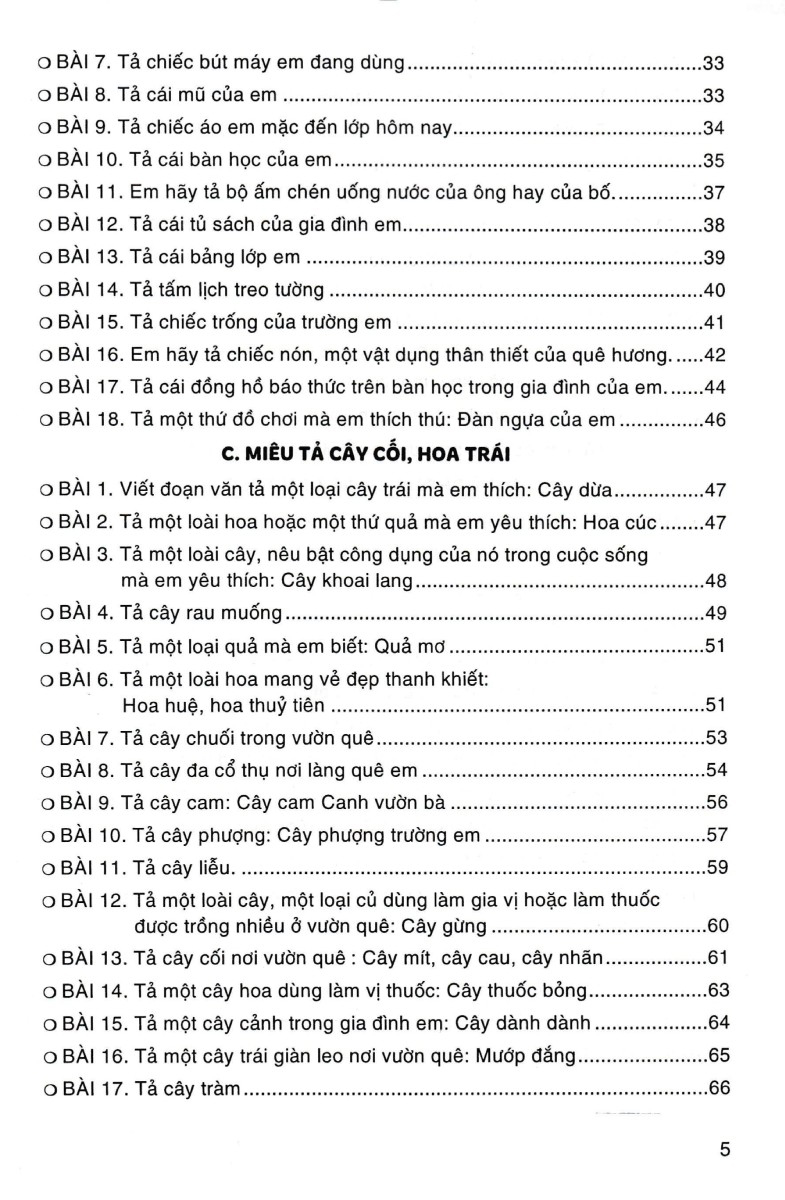 những bài văn miêu tả lớp 4 (dùng chung cho các bộ sgk hiện hành)