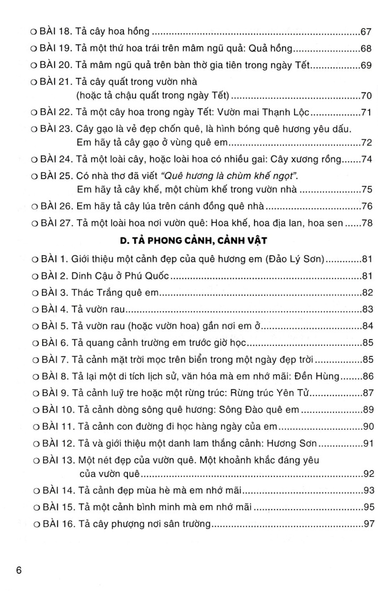 những bài văn miêu tả lớp 4 (dùng chung cho các bộ sgk hiện hành)