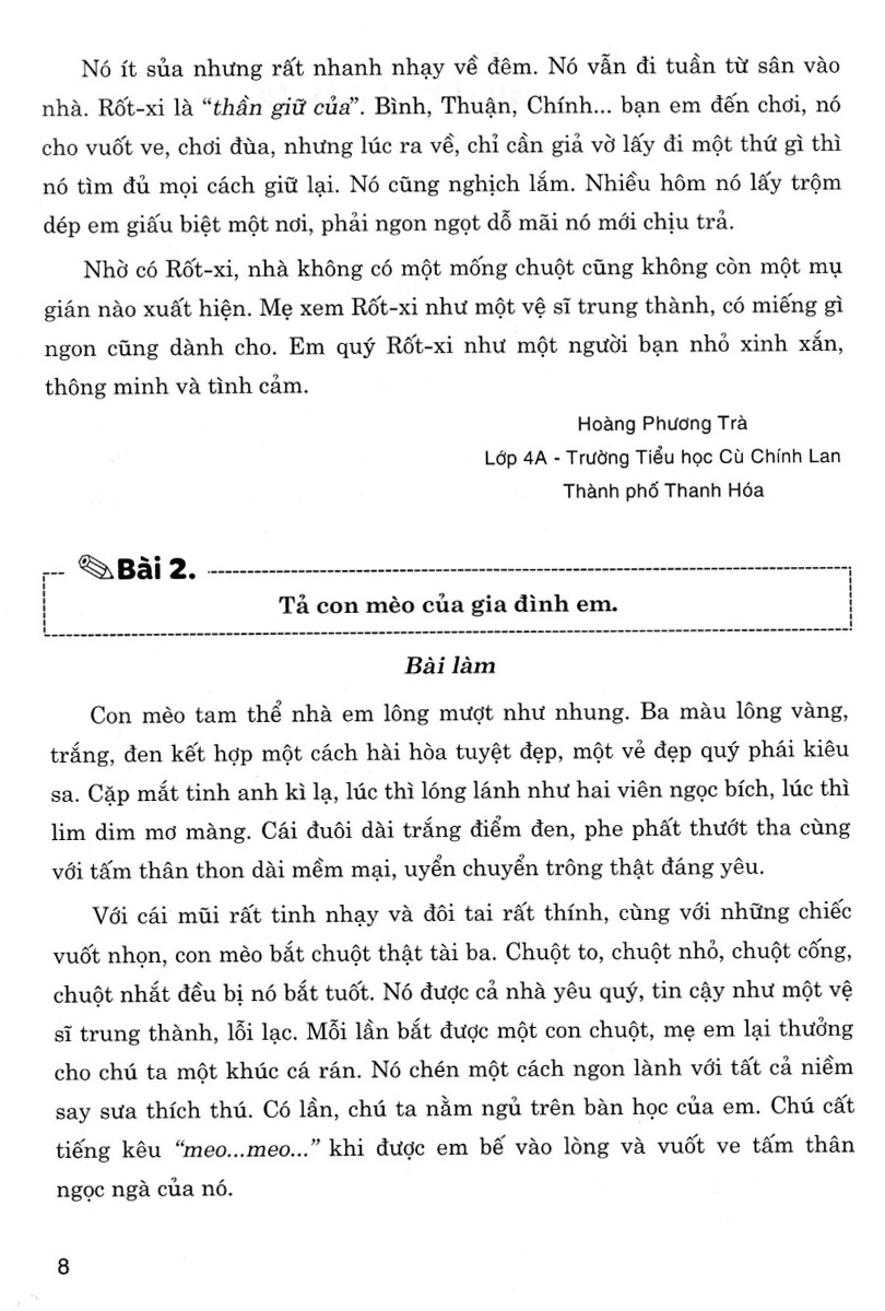 những bài văn miêu tả lớp 4 (dùng chung cho các bộ sgk hiện hành)