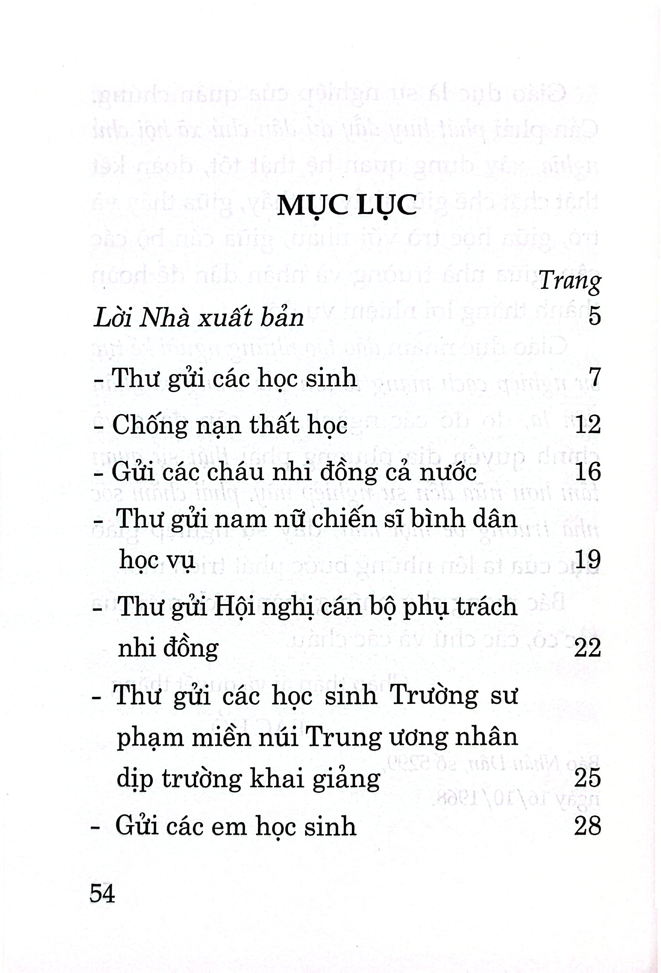 Những Bức Thư Của Bác Hồ Nhân Dịp Đầu Năm Học Mới