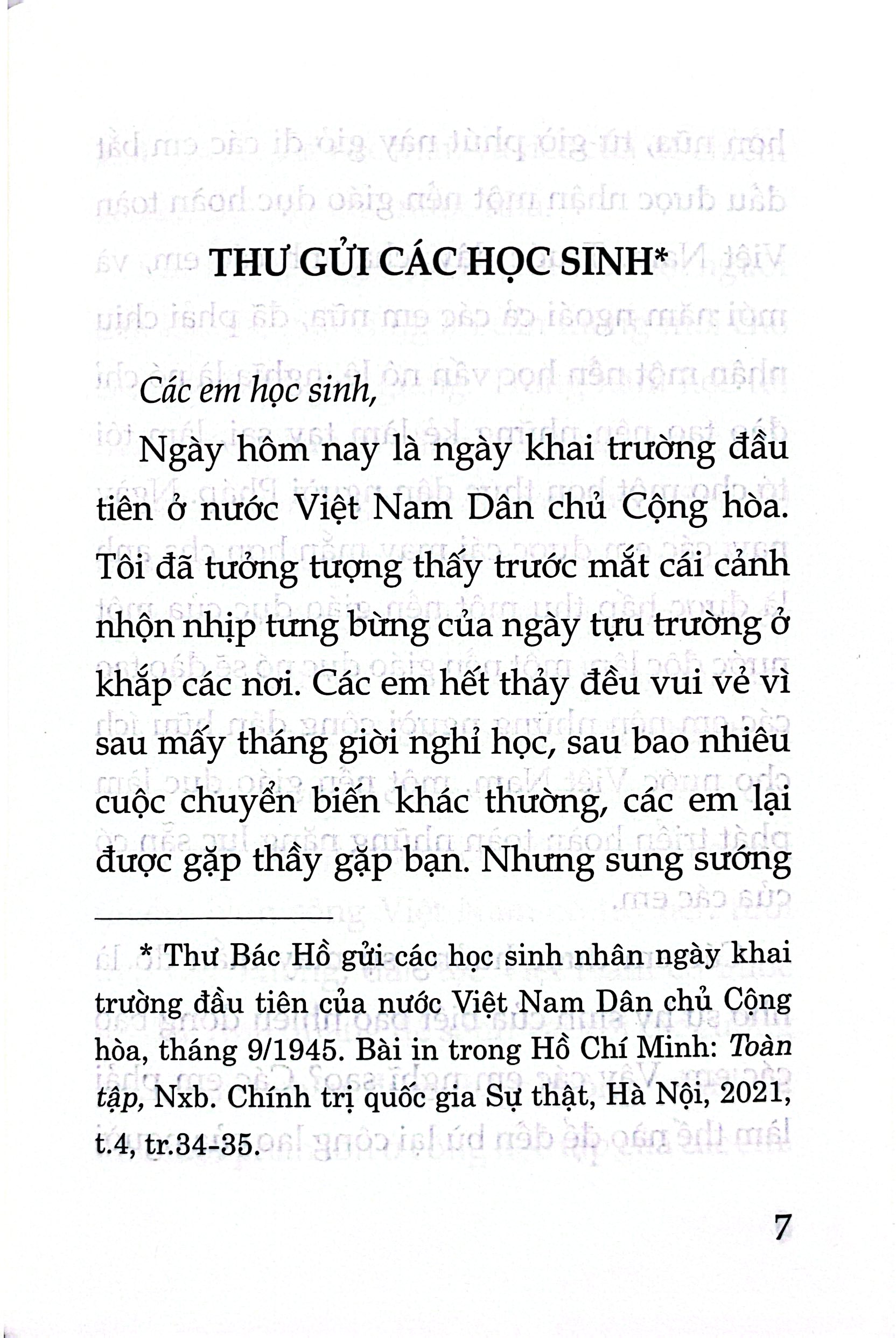Những Bức Thư Của Bác Hồ Nhân Dịp Đầu Năm Học Mới