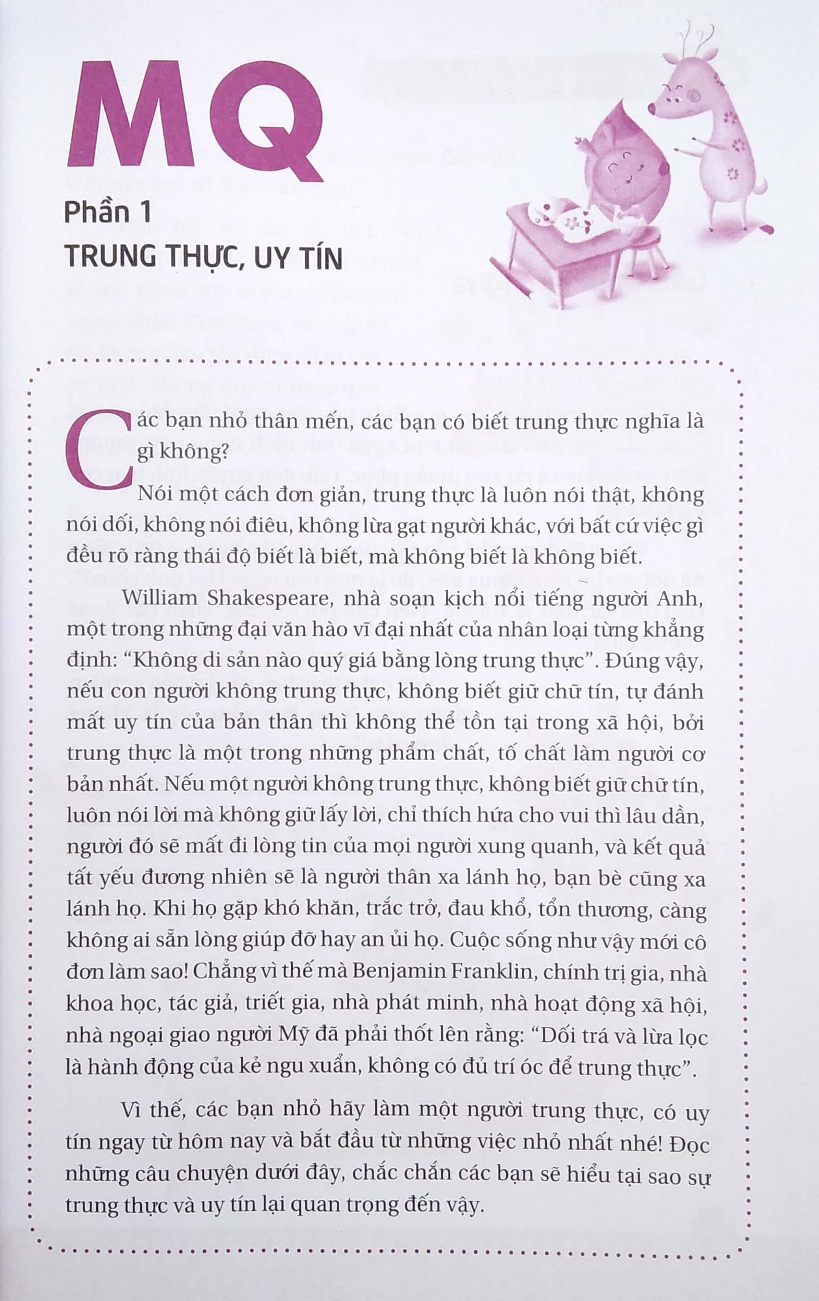 những câu chuyện bồi dưỡng chỉ số thông minh đạo đức mq