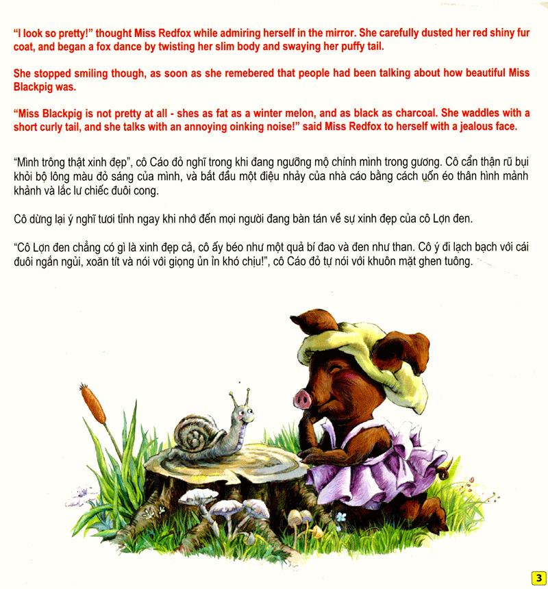 những câu chuyện thú vị giáo dục trẻ - sự quyến rũ của cô lợn đen (song ngữ anh - việt)