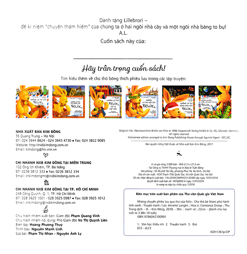 những chuyến phiêu lưu qua thư của felix - chú thỏ bé khám phá hành tinh xanh (tái bản 2019)