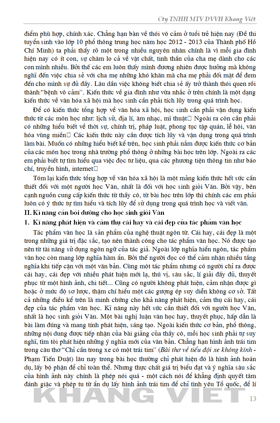 những điều cần biết bồi dưỡng học sinh giỏi ngữ văn lớp 9 (phiên bản mới nhất)