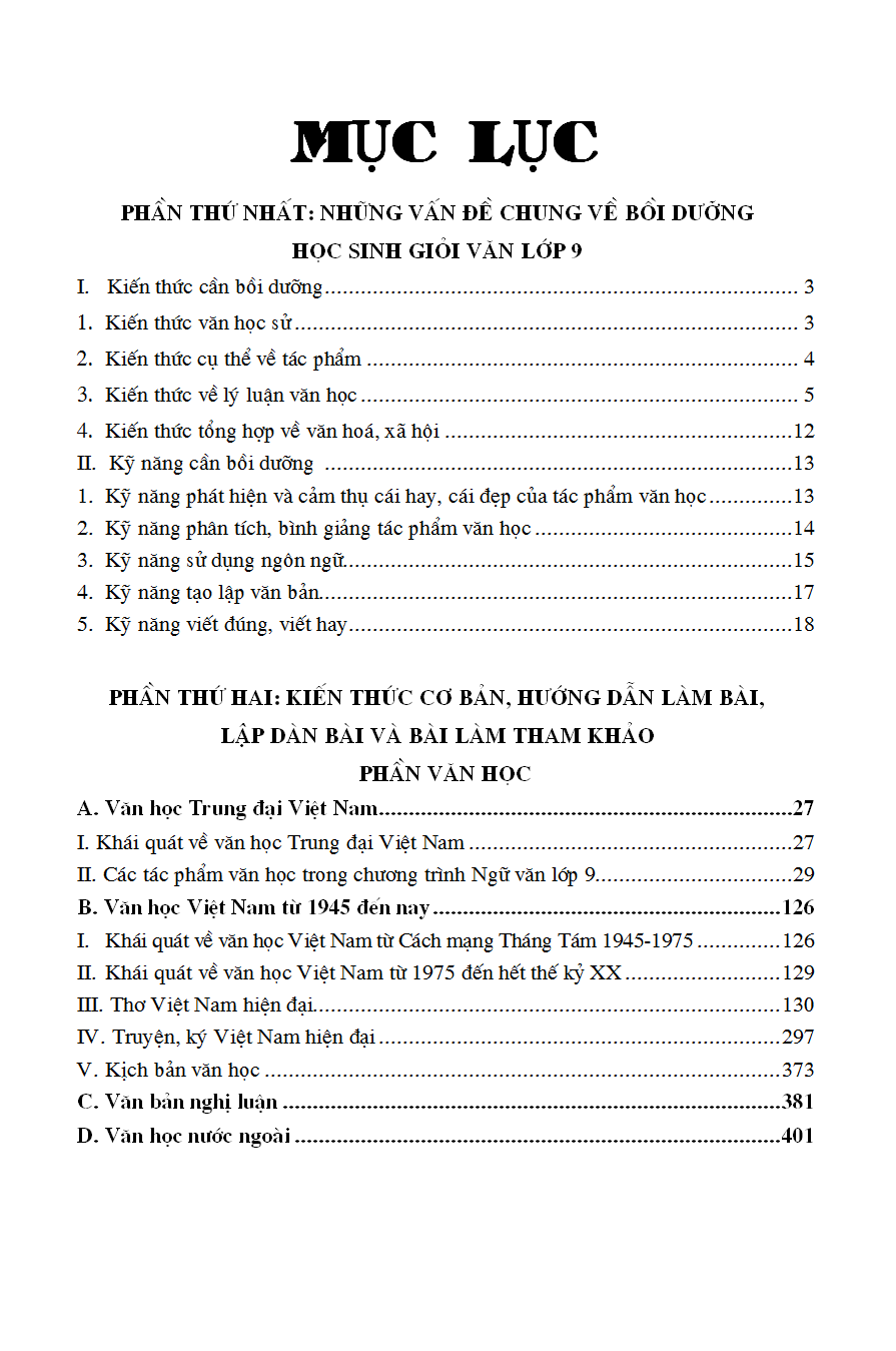 những điều cần biết bồi dưỡng học sinh giỏi ngữ văn lớp 9 (phiên bản mới nhất)