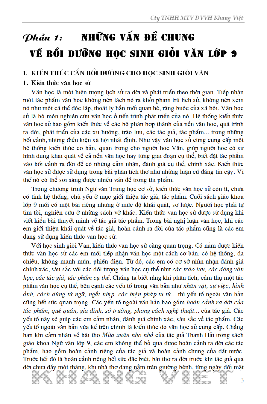 những điều cần biết bồi dưỡng học sinh giỏi ngữ văn lớp 9 (phiên bản mới nhất)