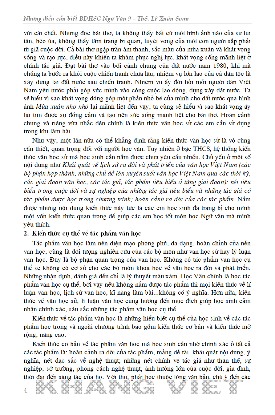 những điều cần biết bồi dưỡng học sinh giỏi ngữ văn lớp 9 (phiên bản mới nhất)