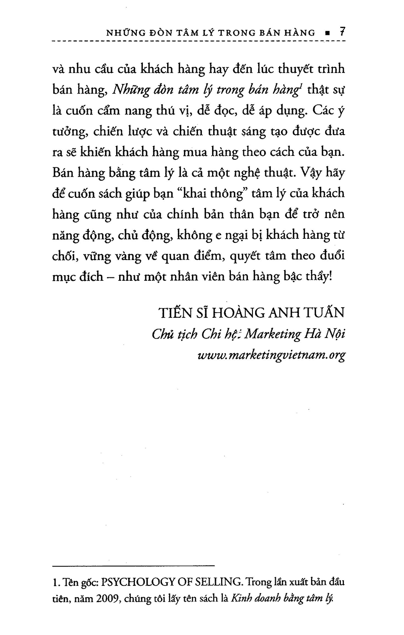 những đòn tâm lý trong bán hàng (tái bản)