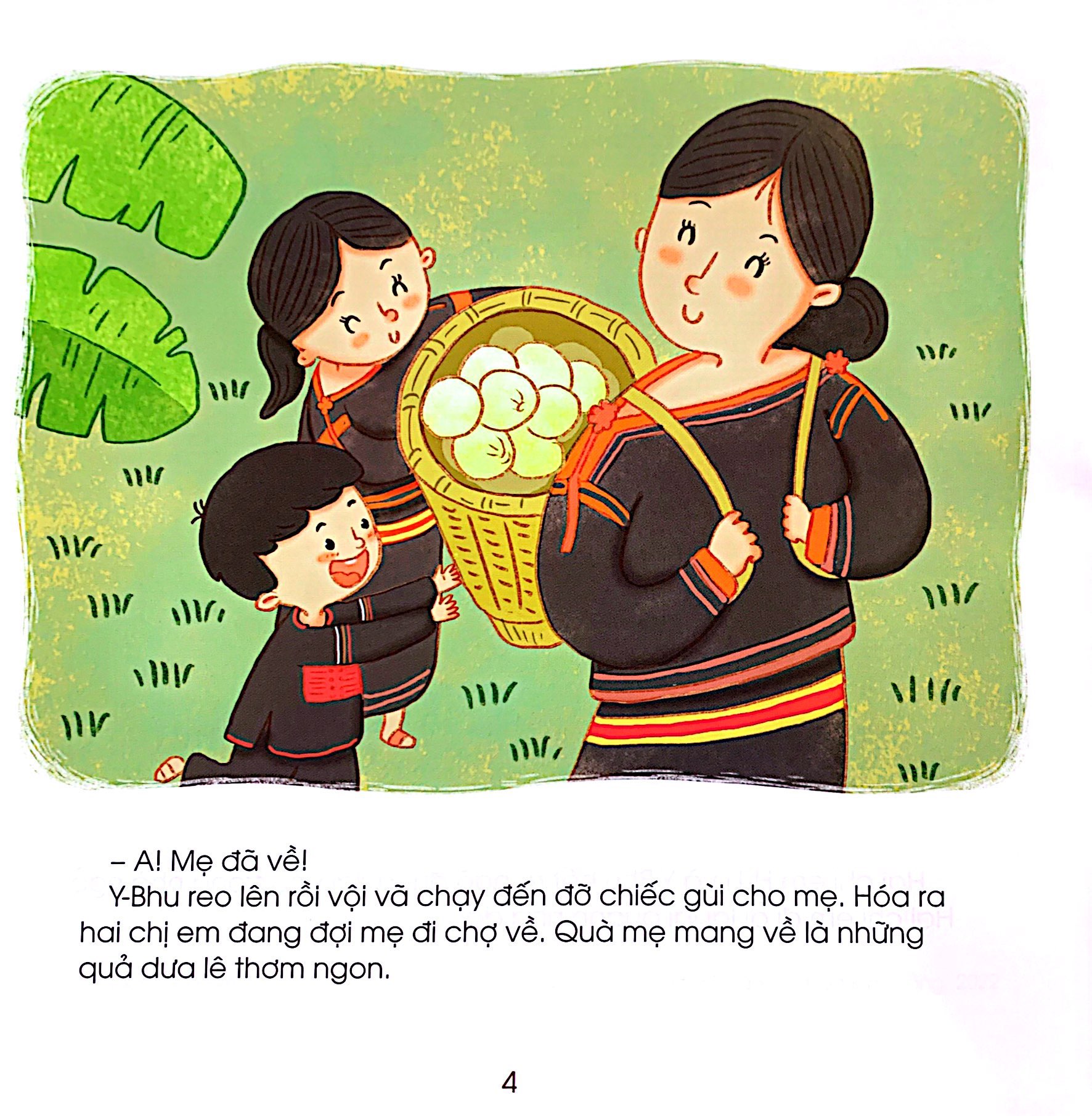 những đứa trẻ hạnh phúc - cây dưa lê và hai đứa trẻ - bạn nhỏ dân tộc ê đê (tái bản 2024)