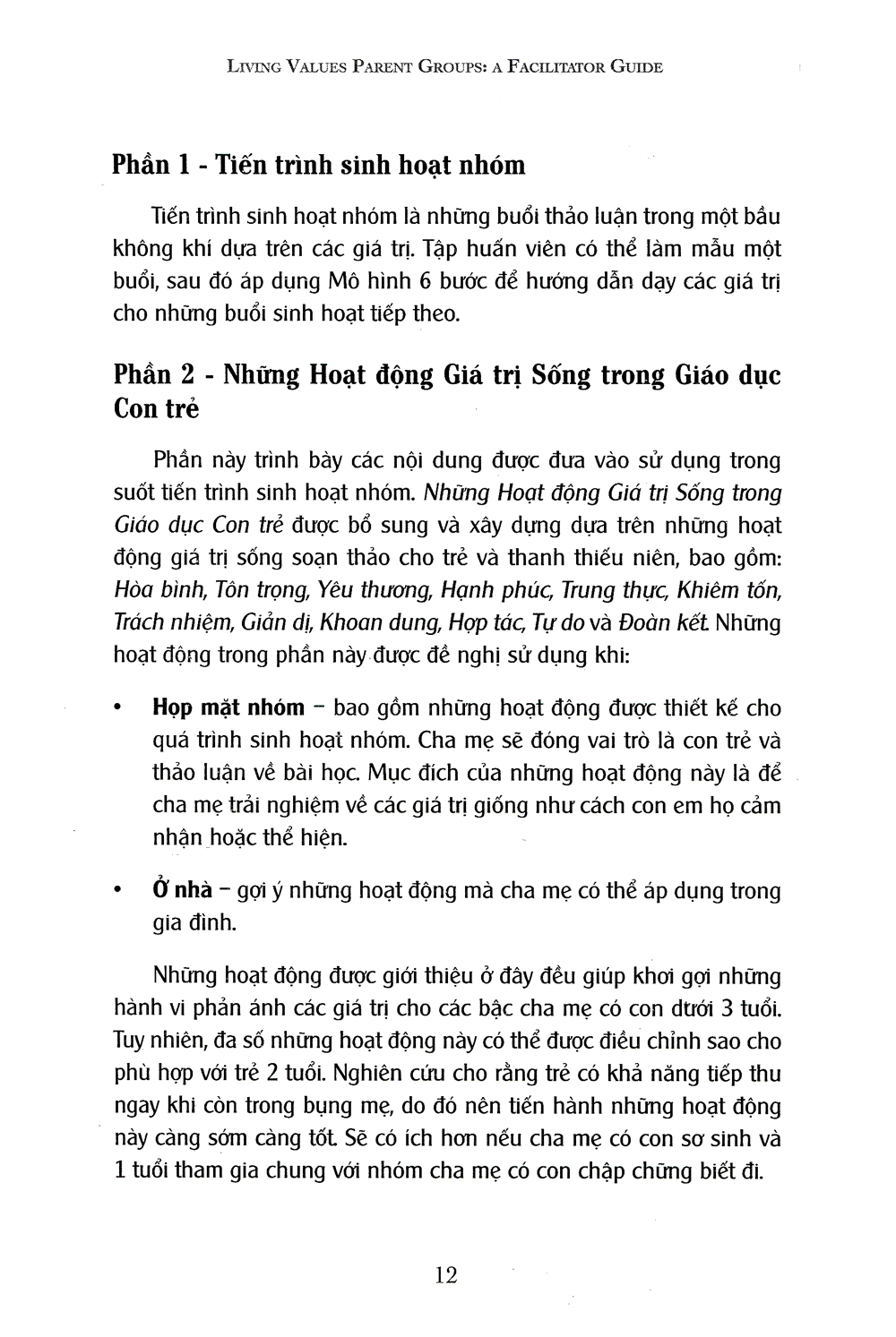 những giá trị sống trong giáo dục con trẻ