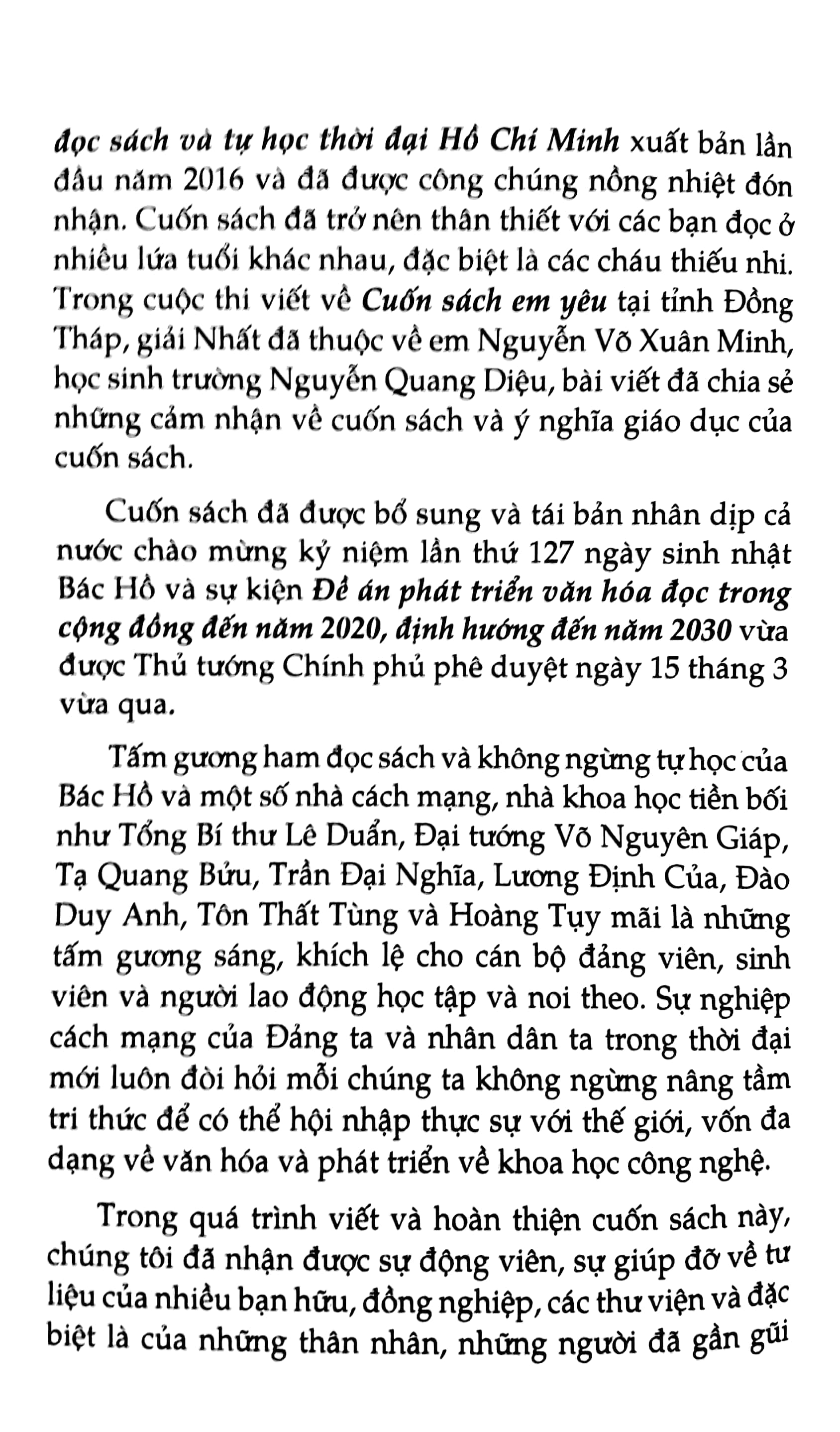 những tấm gương ham đọc sách và tự đọc thời đại hồ chí minh