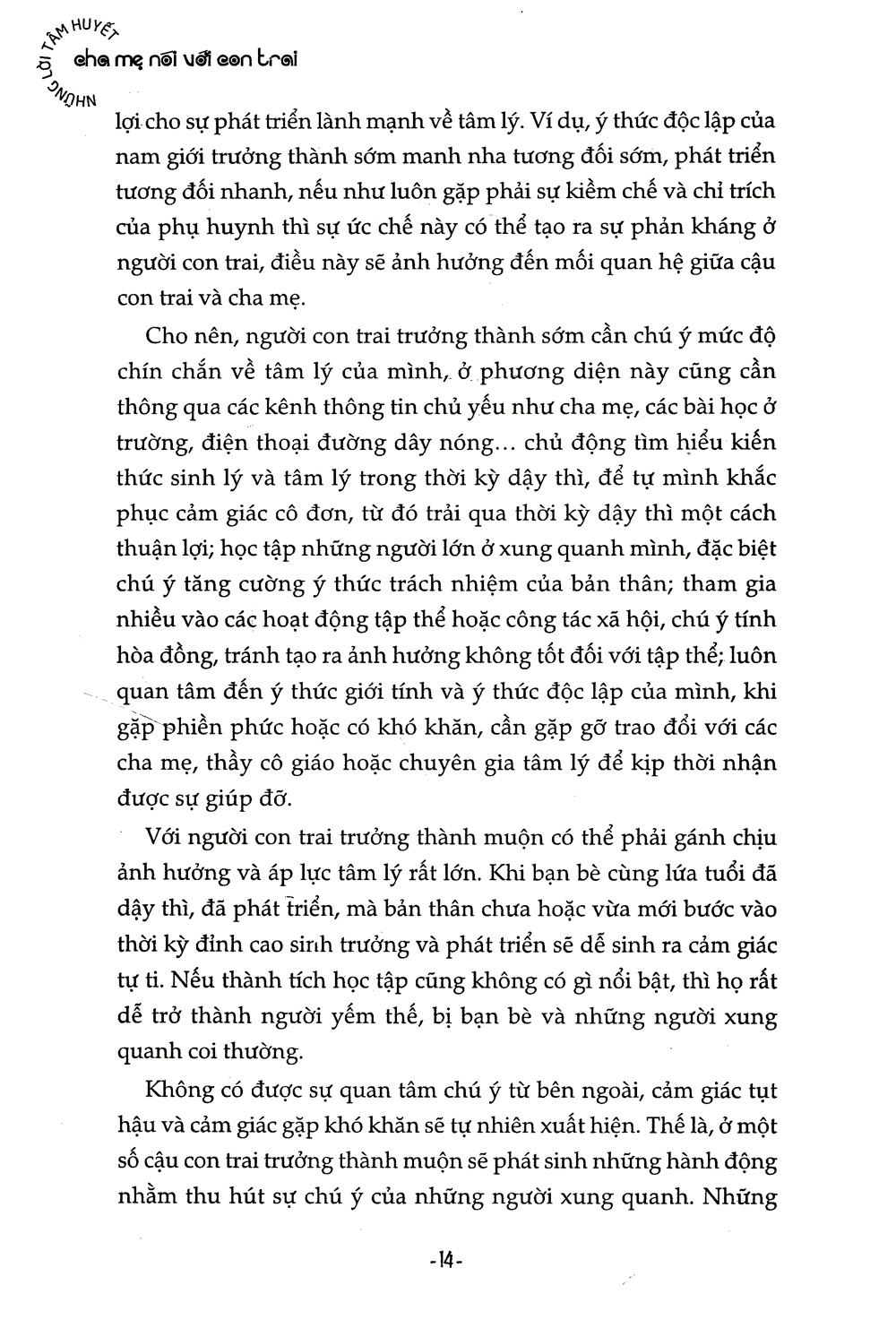 những tâm huyết cha mẹ nói với con trai
