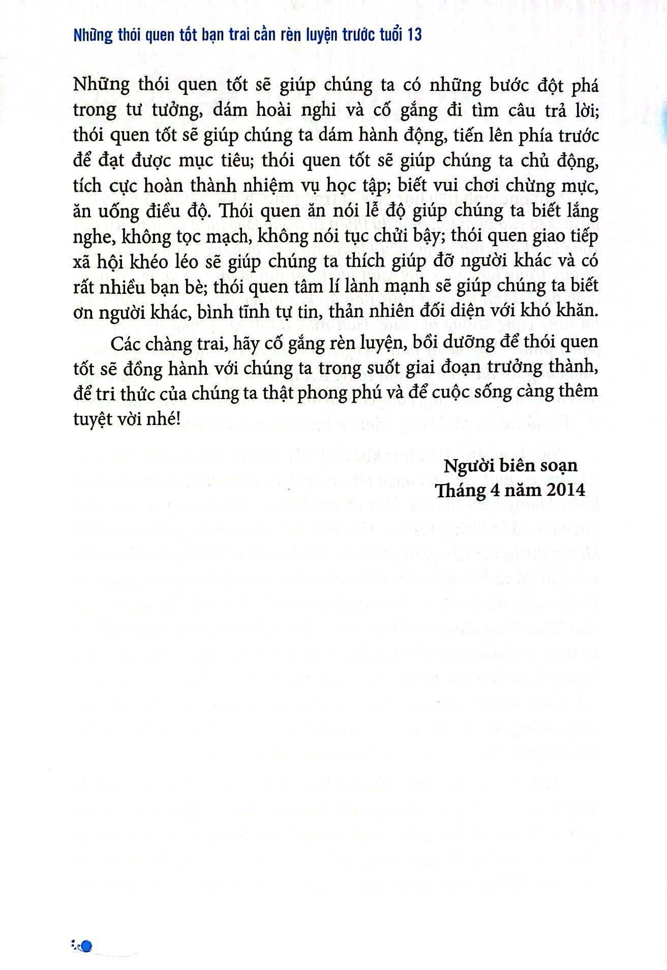 những thói quen tốt bạn trai cần rèn luyện trước tuổi 13