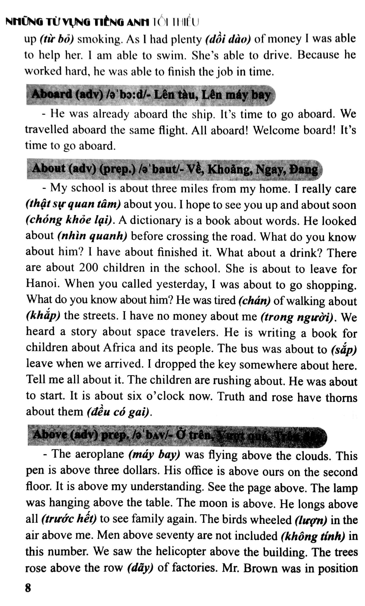 những từ vựng tiếng anh tối thiểu